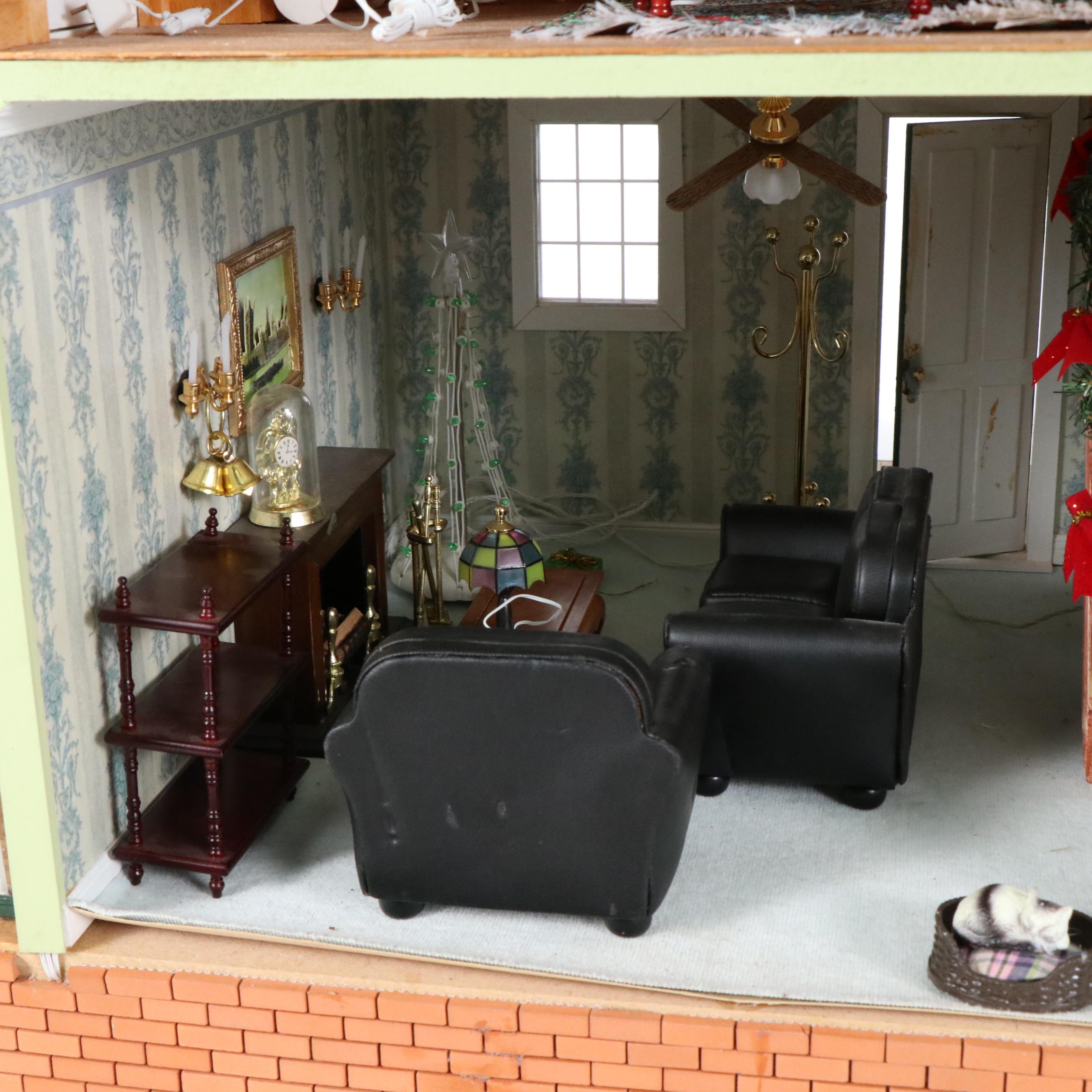 Victorian Style Wooden Dollhouse with Accessories