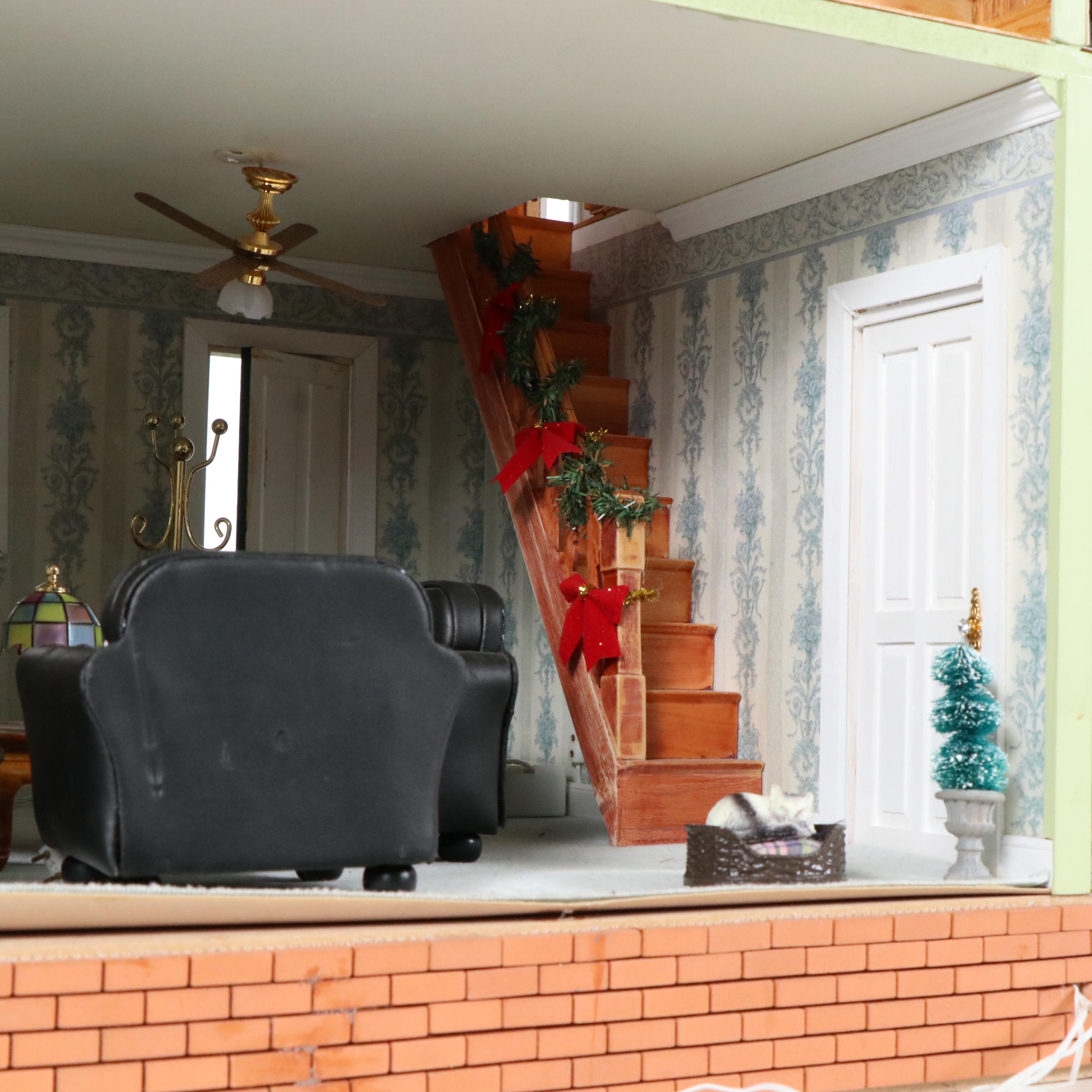 Victorian Style Wooden Dollhouse with Accessories