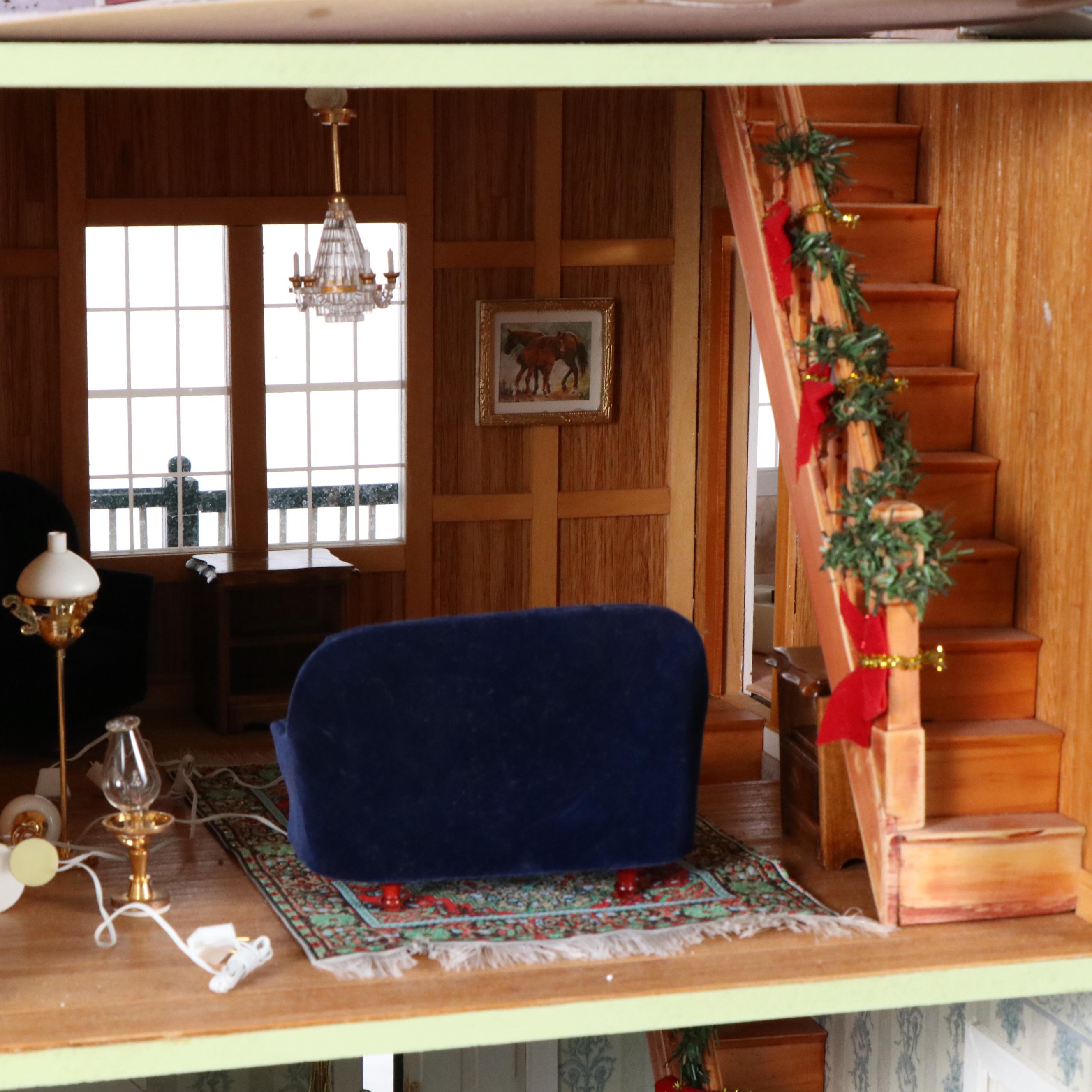 Victorian Style Wooden Dollhouse with Accessories