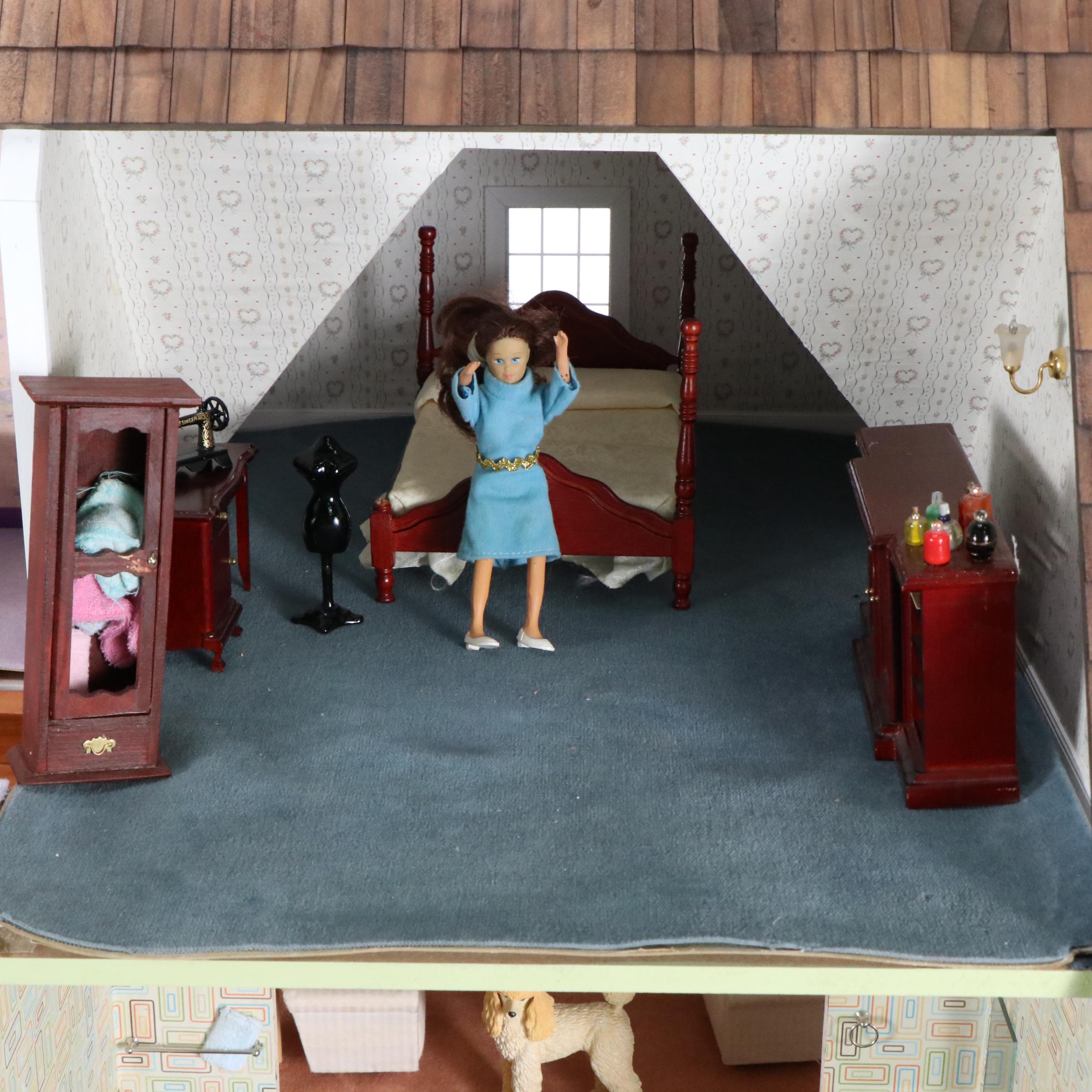 Victorian Style Wooden Dollhouse with Accessories