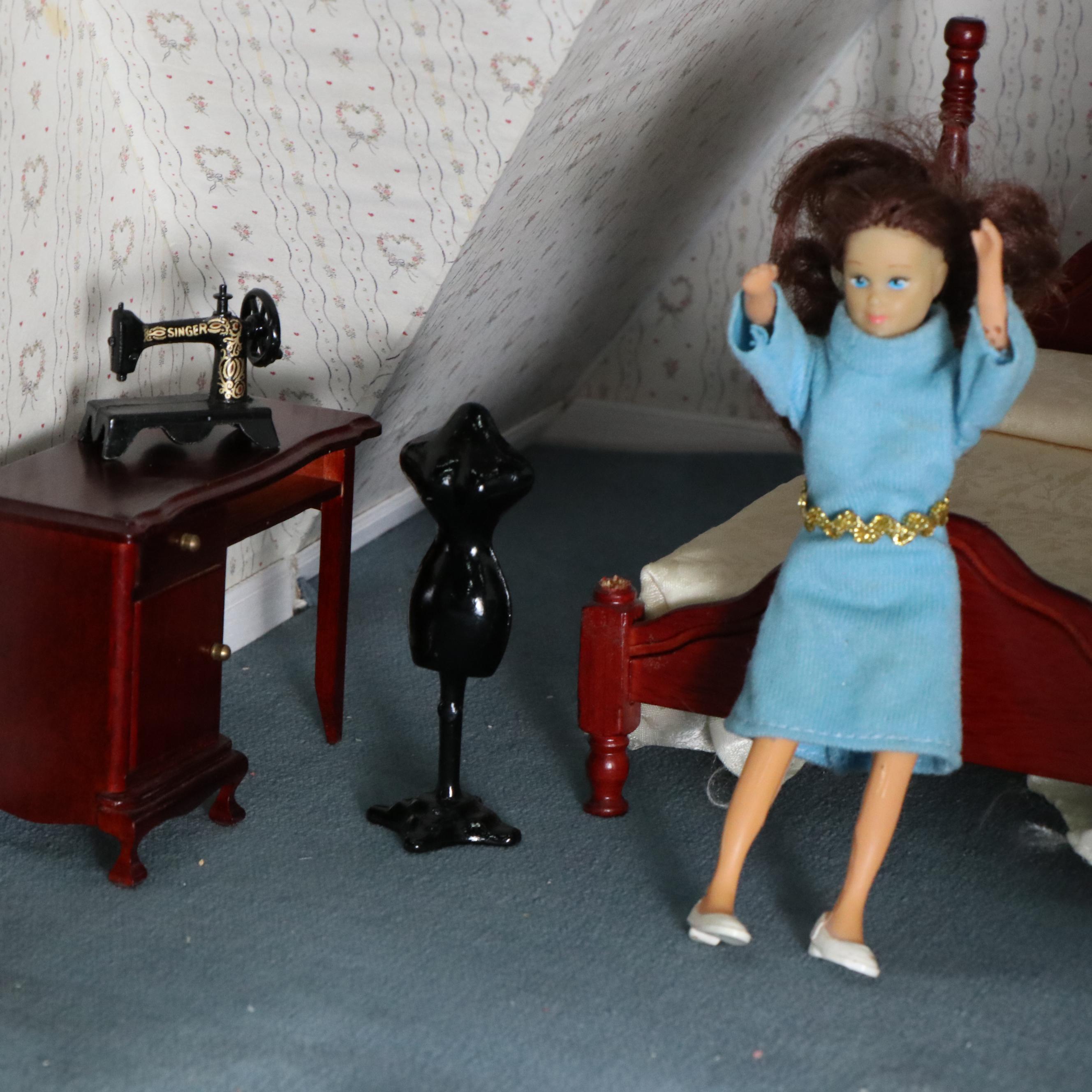 Victorian Style Wooden Dollhouse with Accessories