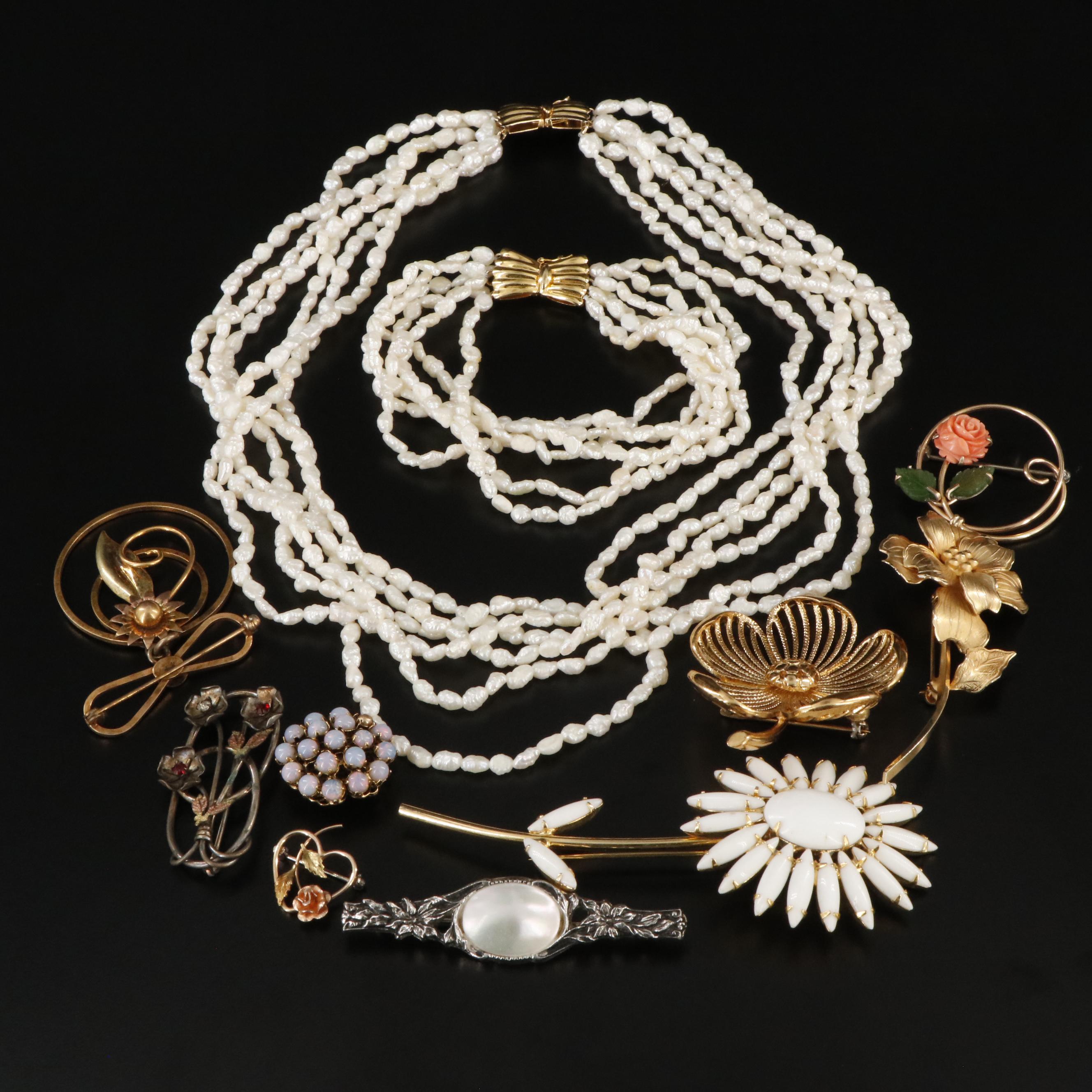 Pearls, Shell and Krementz Featured in Vintage Jewelry Selection