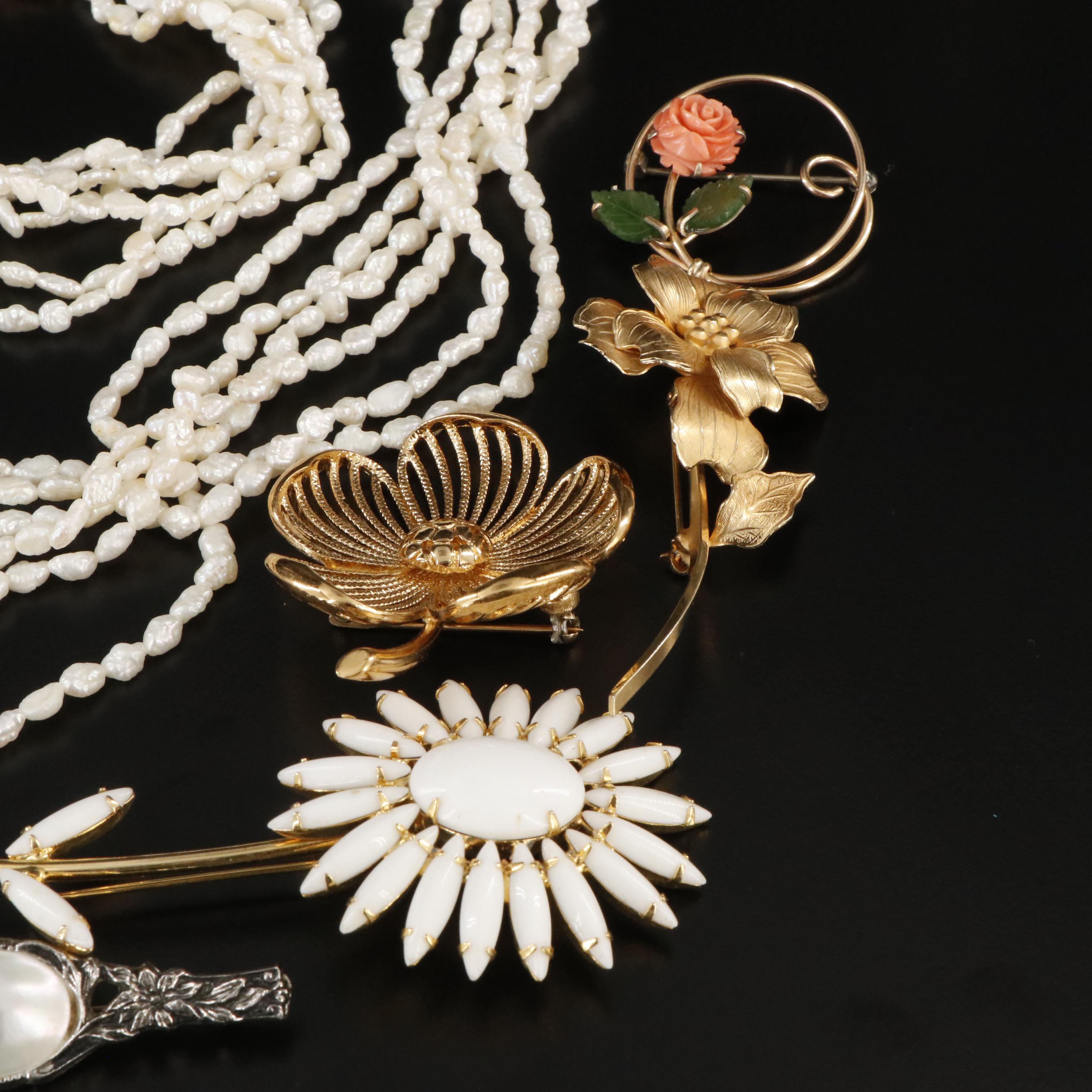 Pearls, Shell and Krementz Featured in Vintage Jewelry Selection