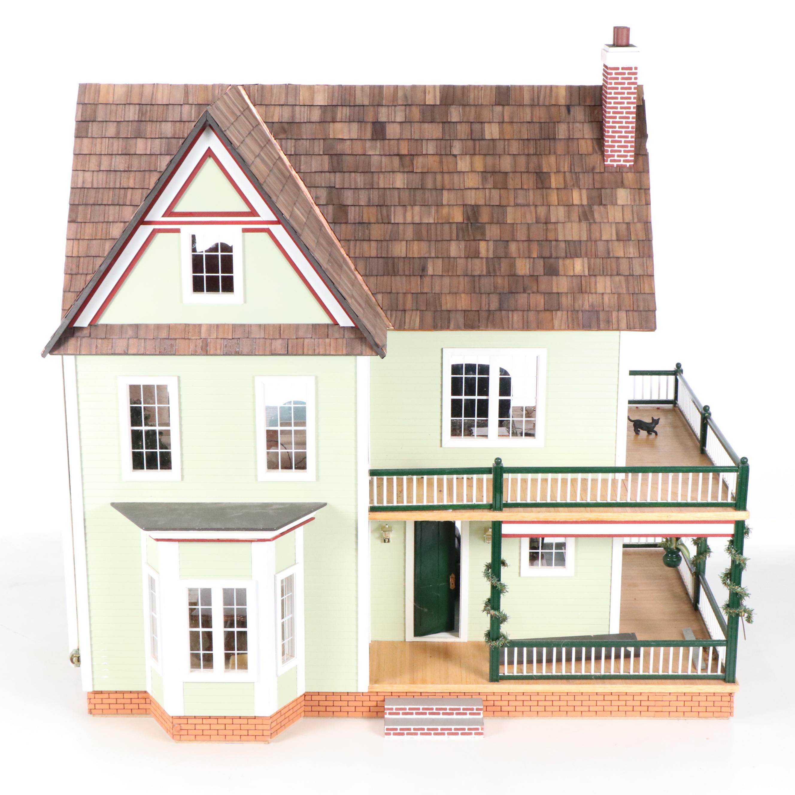 Victorian Style Wooden Dollhouse with Accessories