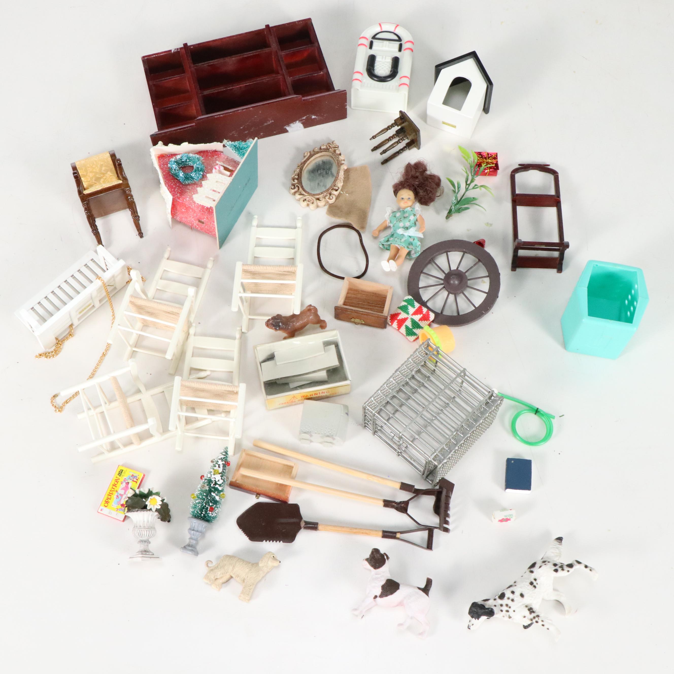 Victorian Style Wooden Dollhouse with Accessories