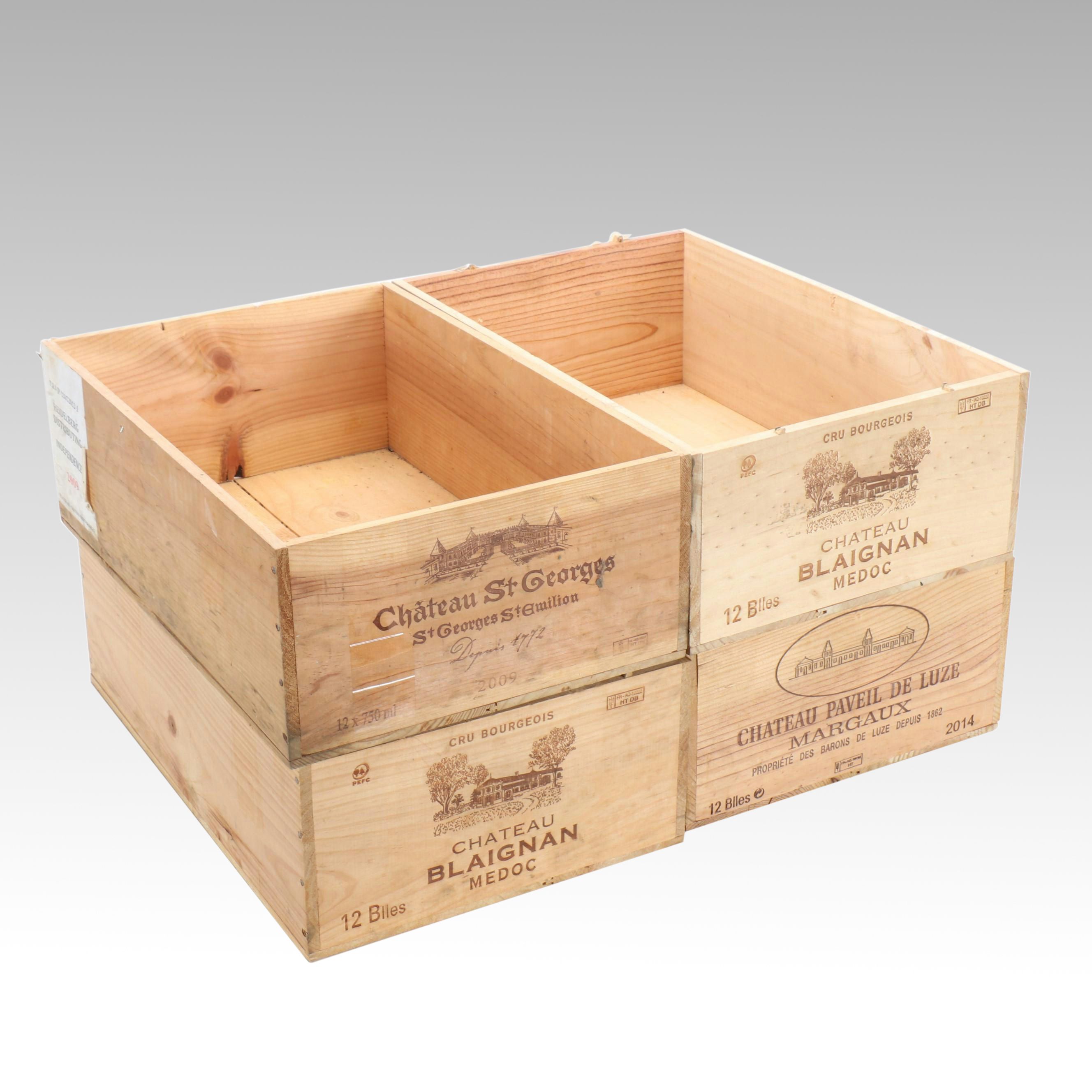 Wooden French Imported Wine Crates Feat. Chateau Blaignan & More