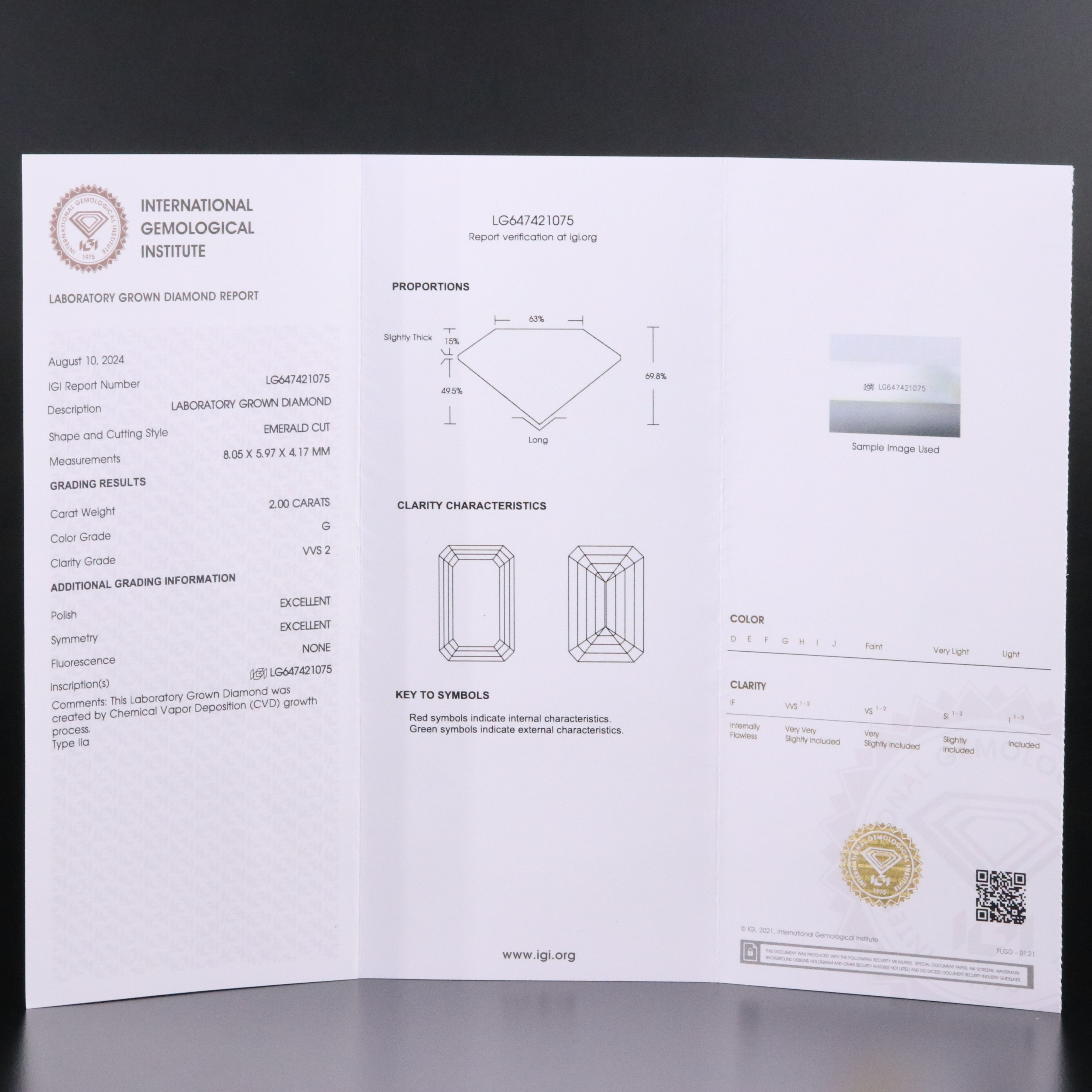 18K 2.00 CT Lab Grown Diamond Solitaire Ring with IGI Report