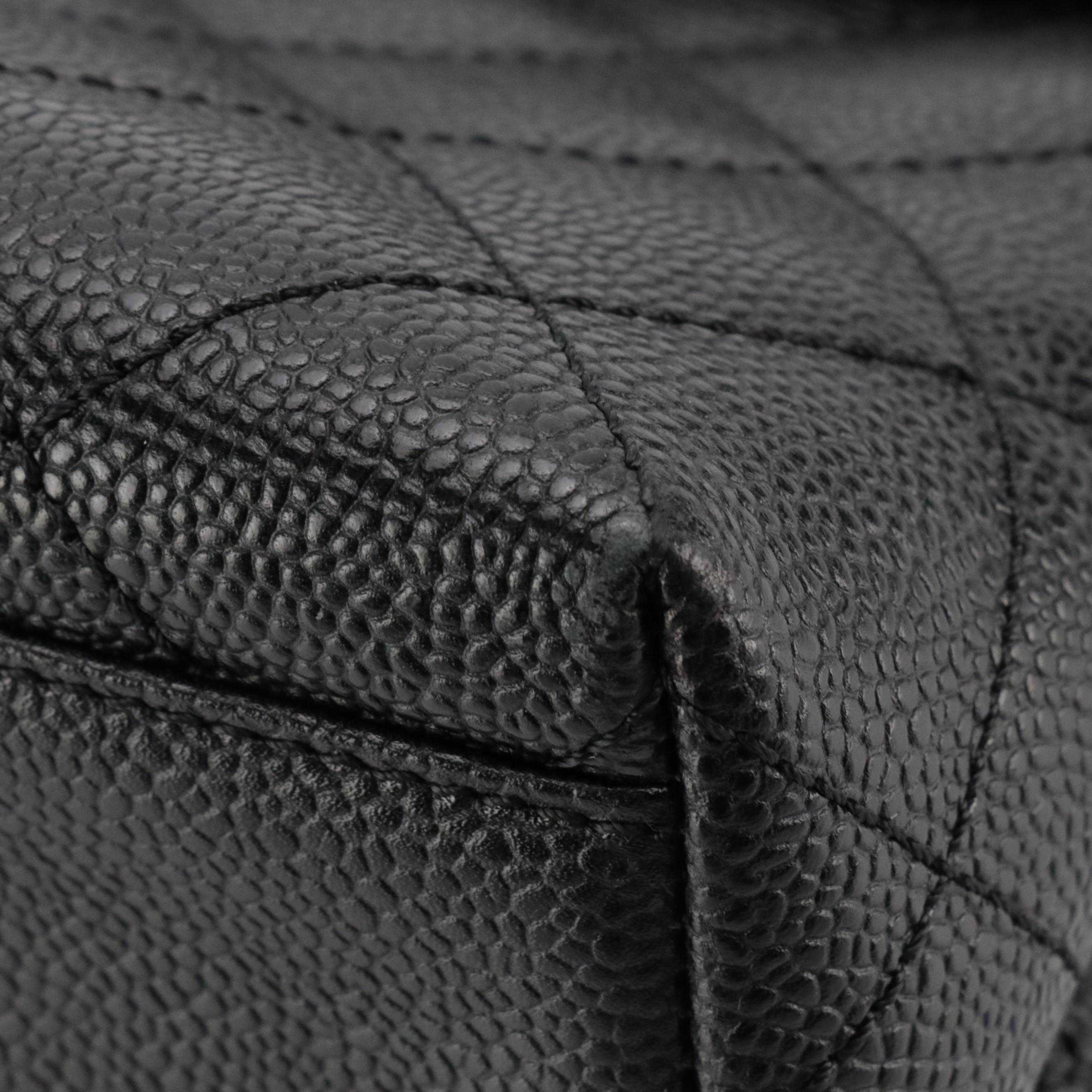 Chanel Kelly Top Handle Bag in Black Caviar Leather with Gold Plated Hardware