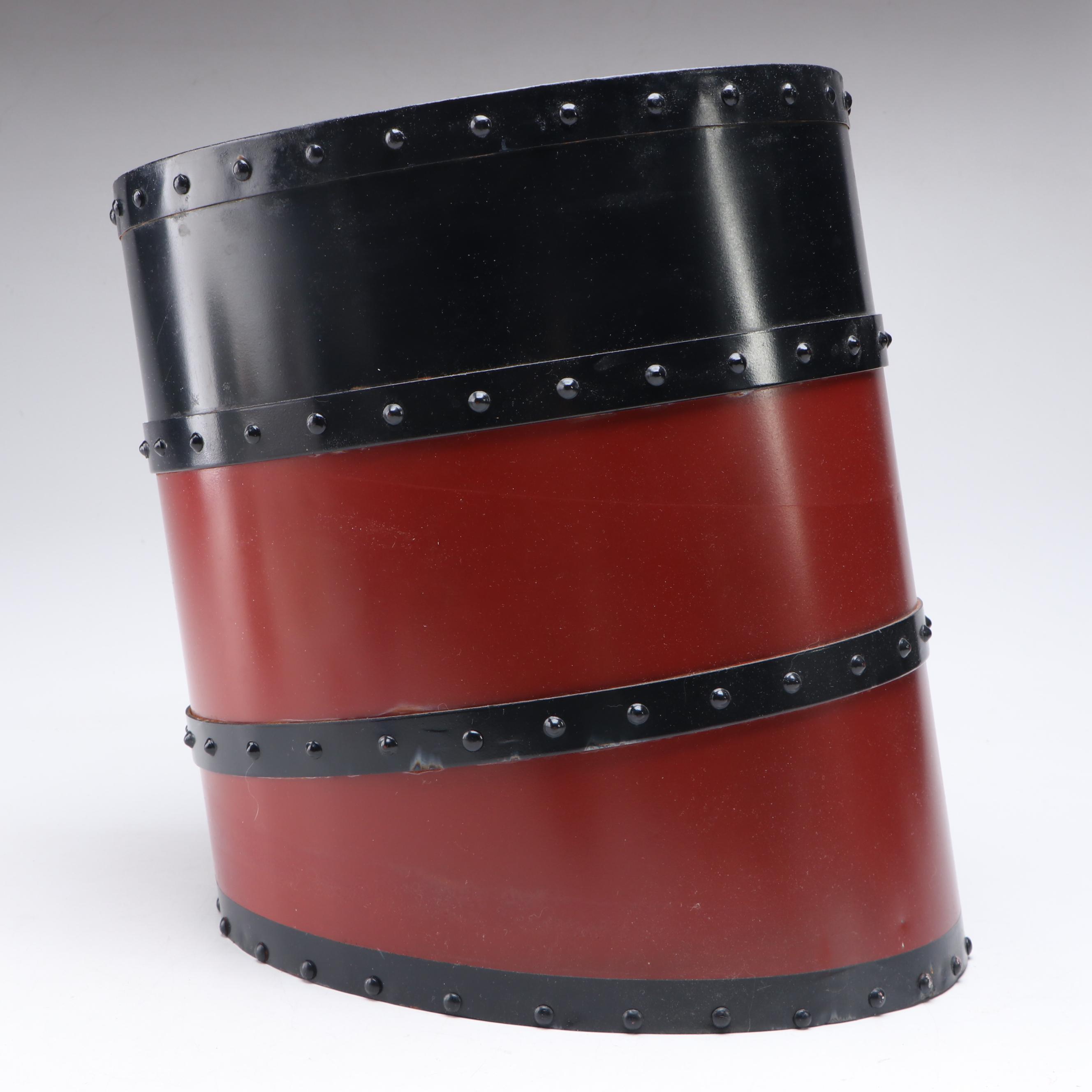 United States Lines Plaid Wool Blanket with Bag and Smokestack Wastebasket