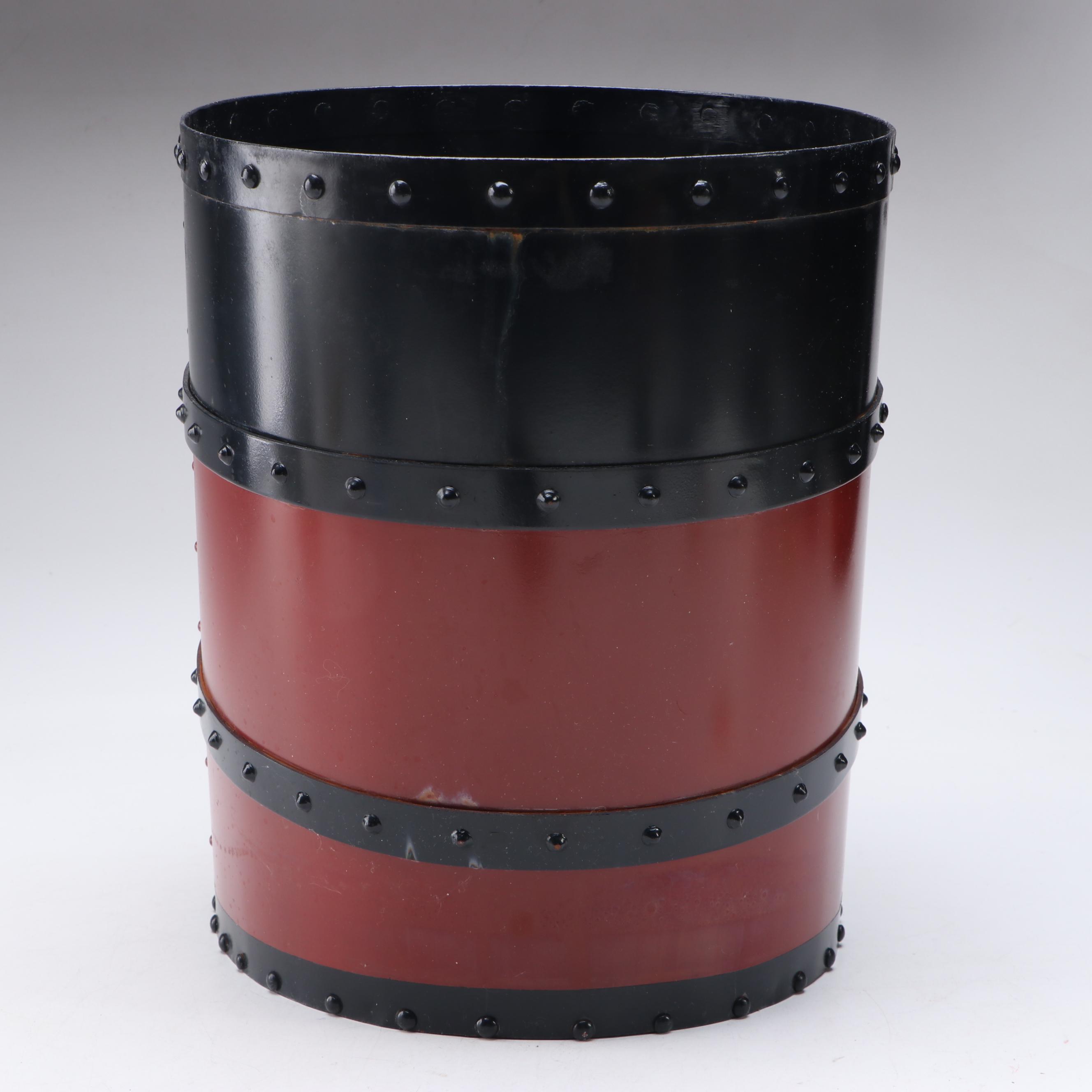 United States Lines Plaid Wool Blanket with Bag and Smokestack Wastebasket