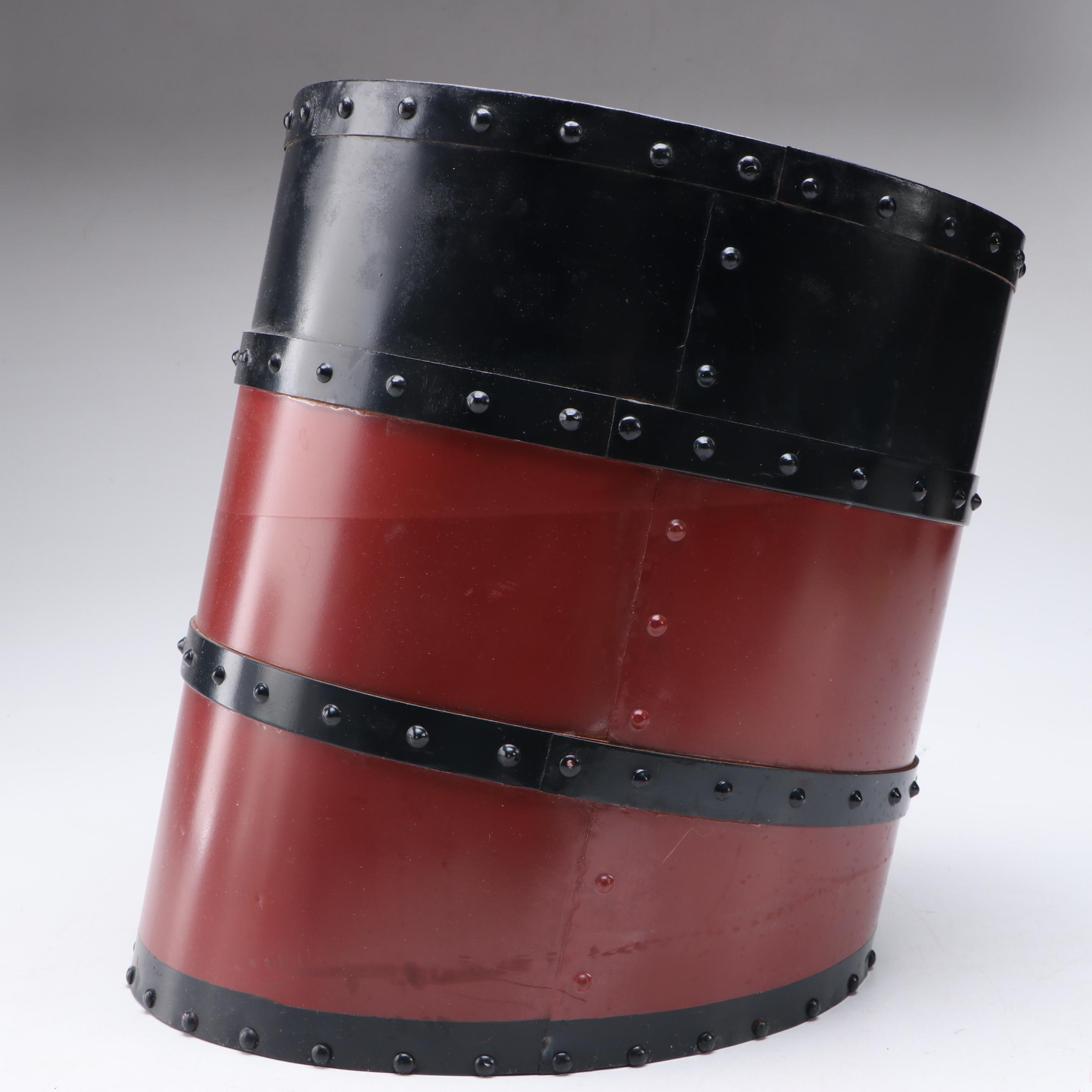 United States Lines Plaid Wool Blanket with Bag and Smokestack Wastebasket