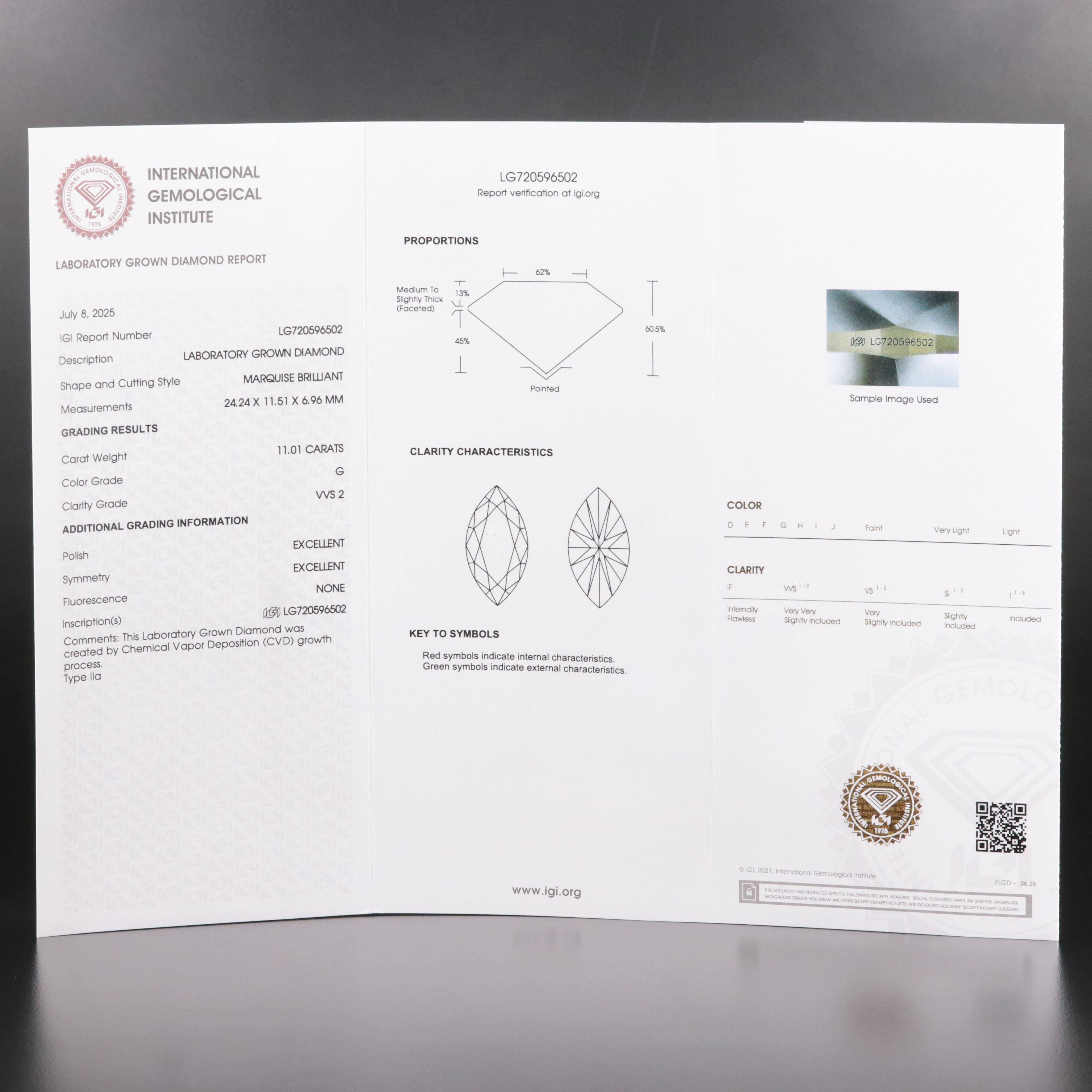 14K 11.01 CT Lab Grown Diamond Solitaire Ring with IGI Report