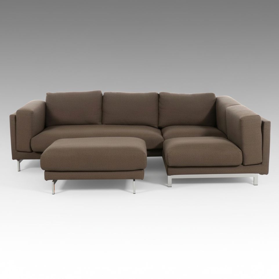 IKEA Modern L-Shaped Sectional with Ottoman