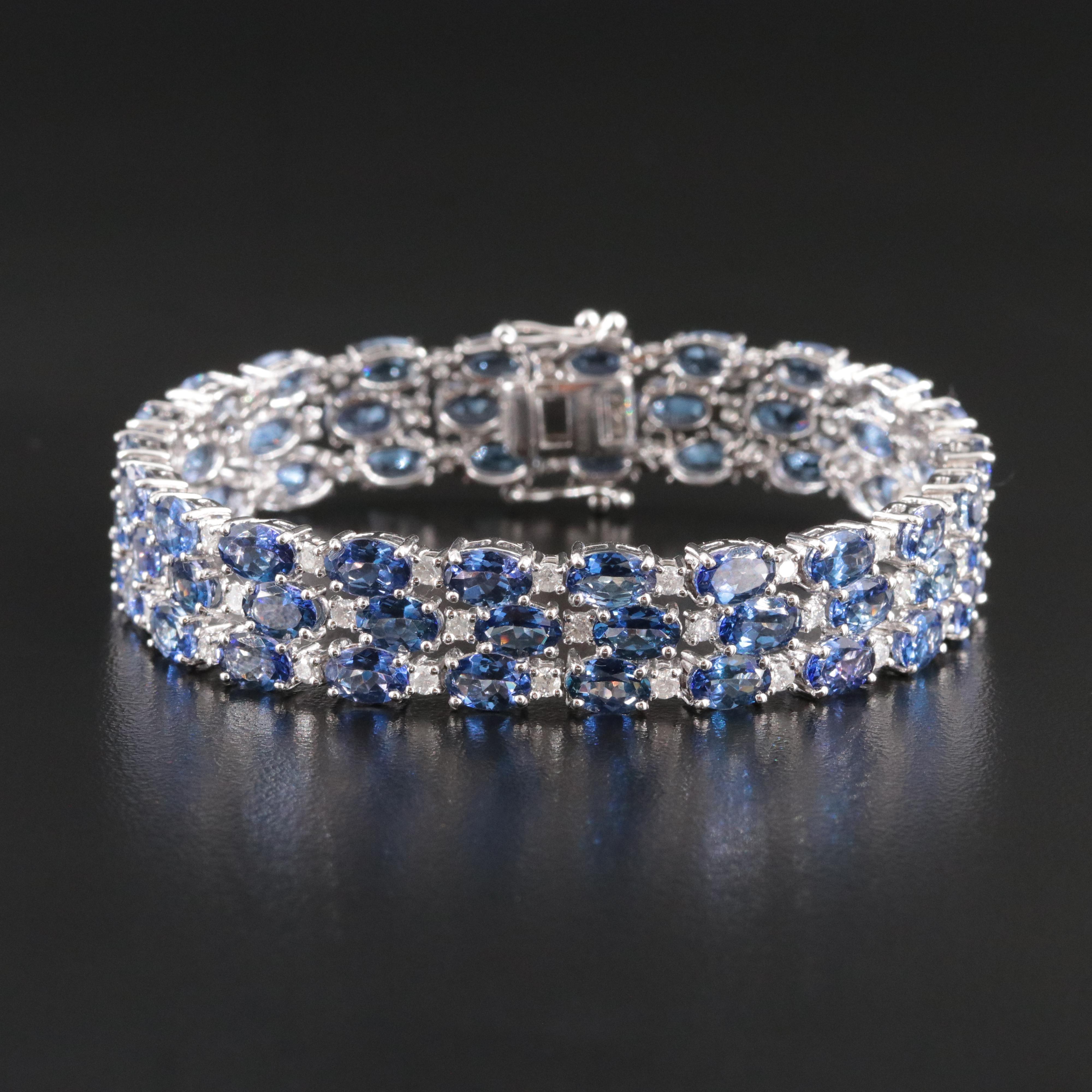 Oscar Friedman Sterling Tanzanite and 2.01 CTW Diamond Bracelet