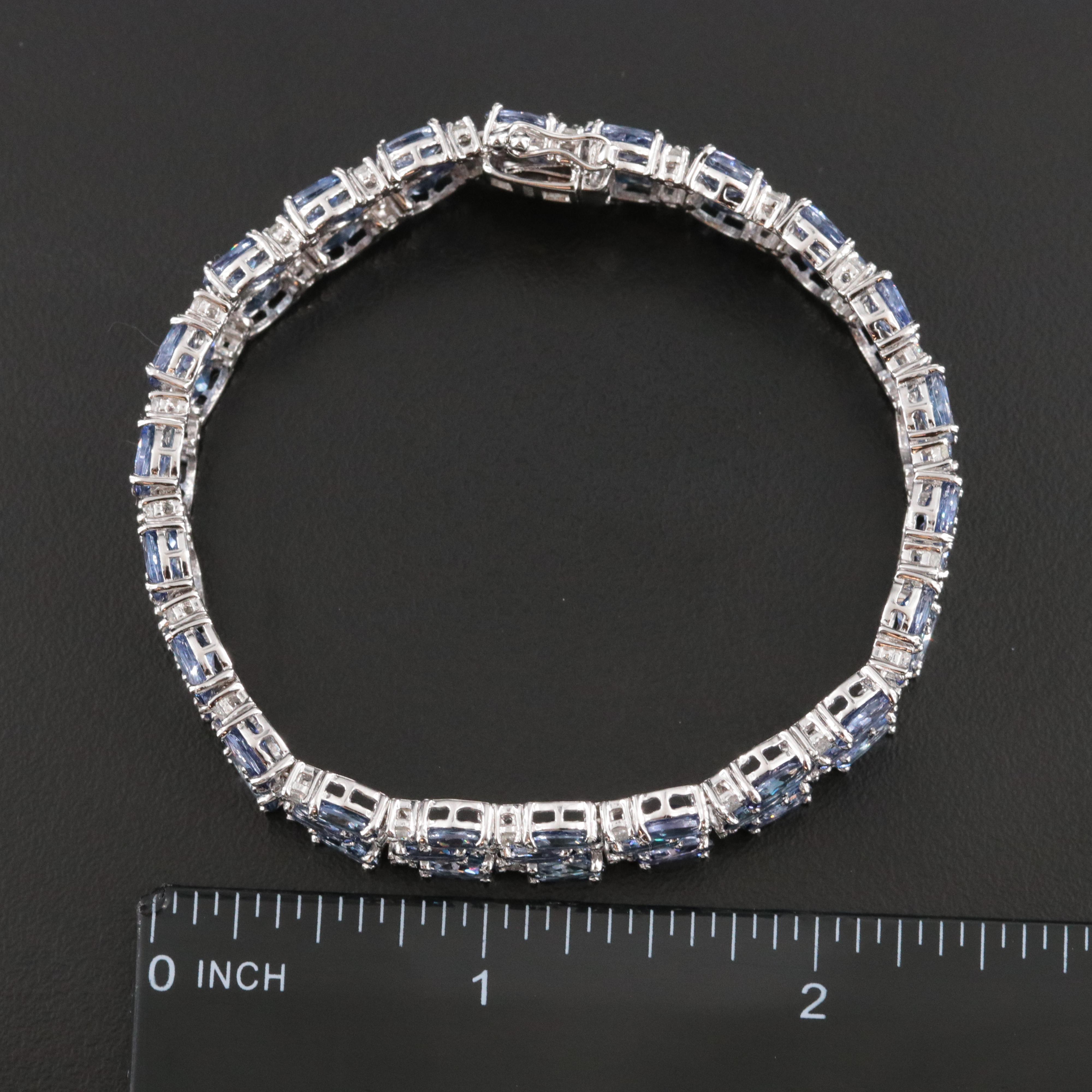 Oscar Friedman Sterling Tanzanite and 2.01 CTW Diamond Bracelet