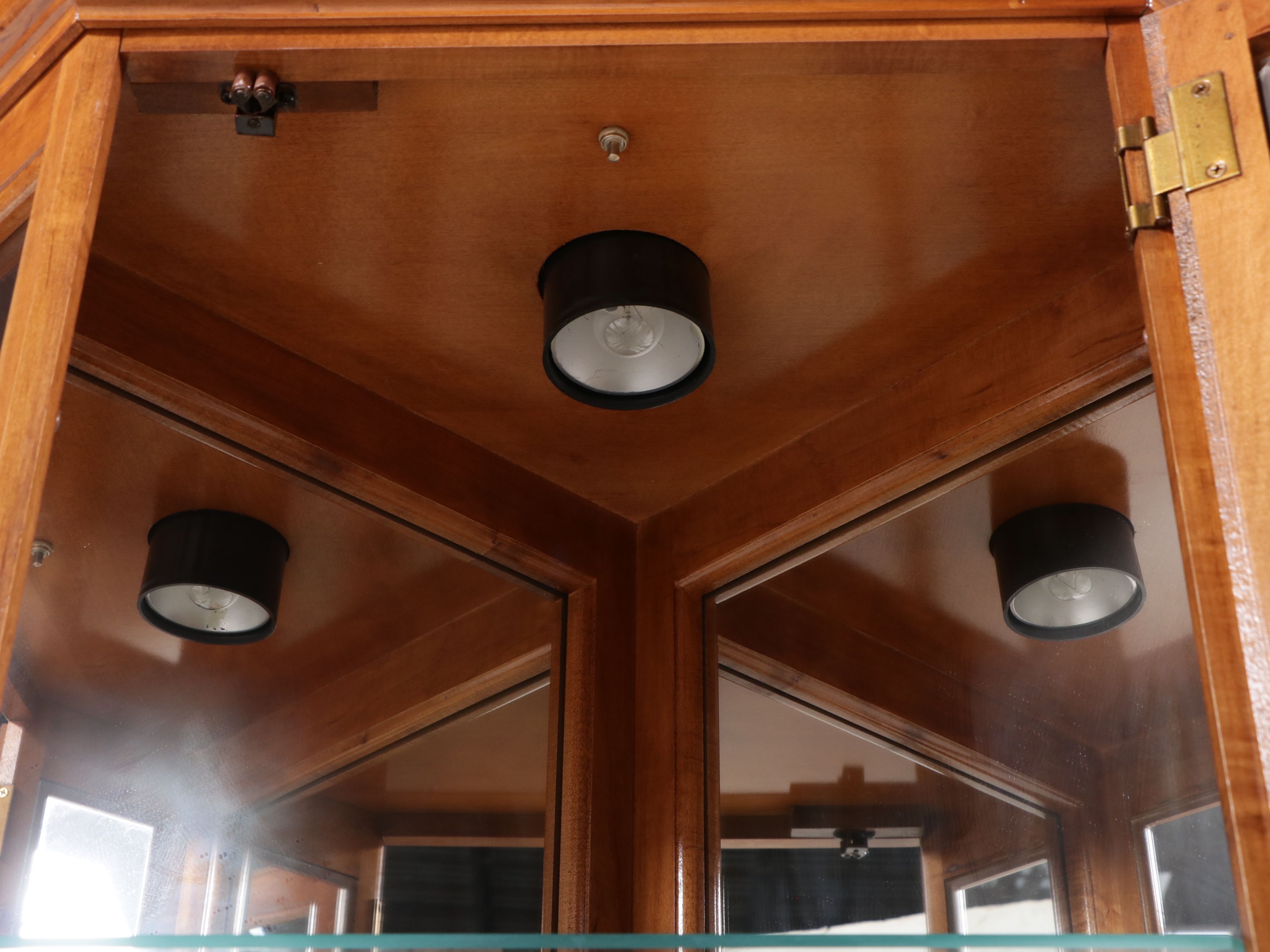 Colonial Style Maple Corner Illuminated Display Cabinet