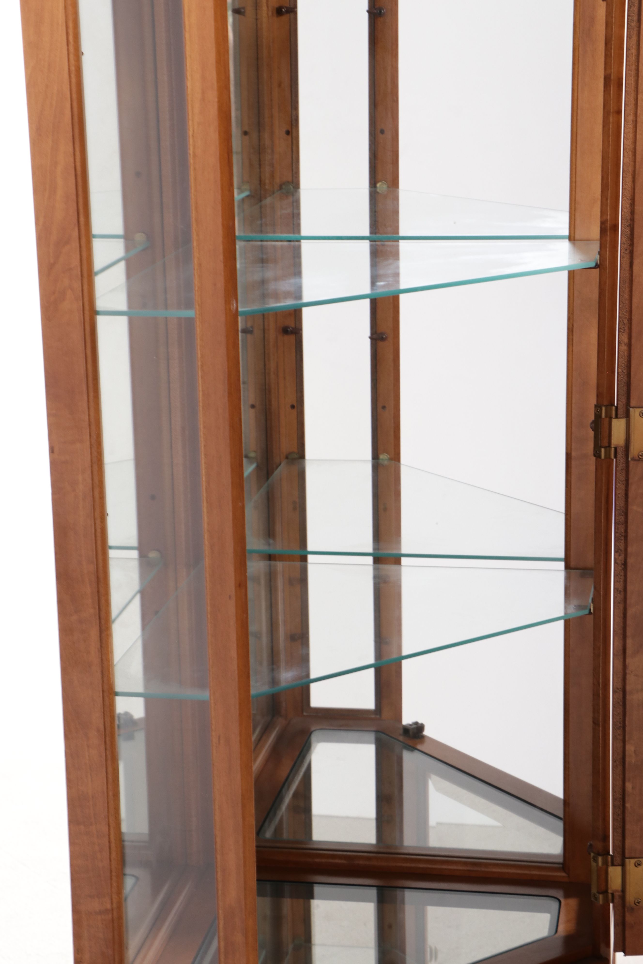 Colonial Style Maple Corner Illuminated Display Cabinet