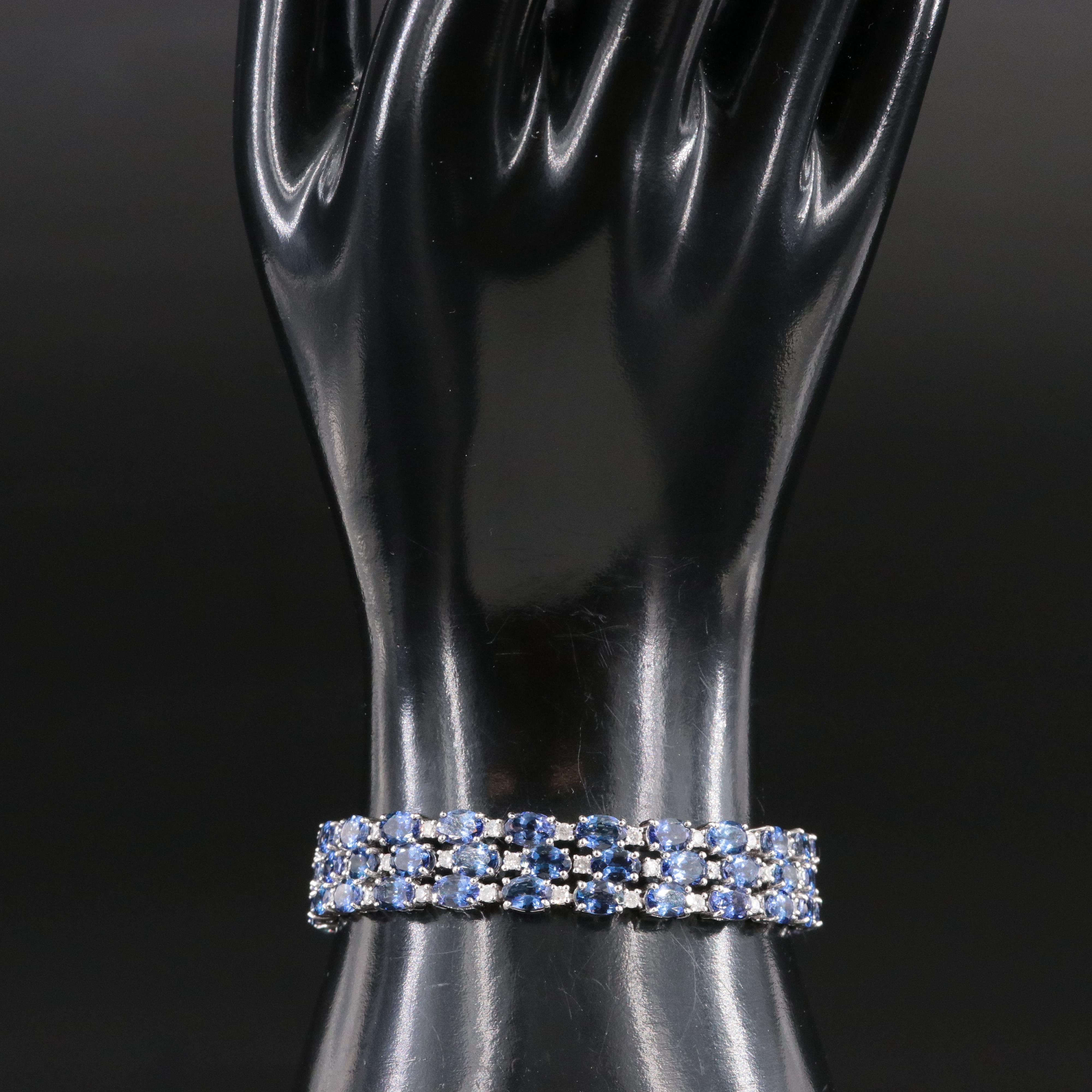 Oscar Friedman Sterling Tanzanite and 2.01 CTW Diamond Bracelet
