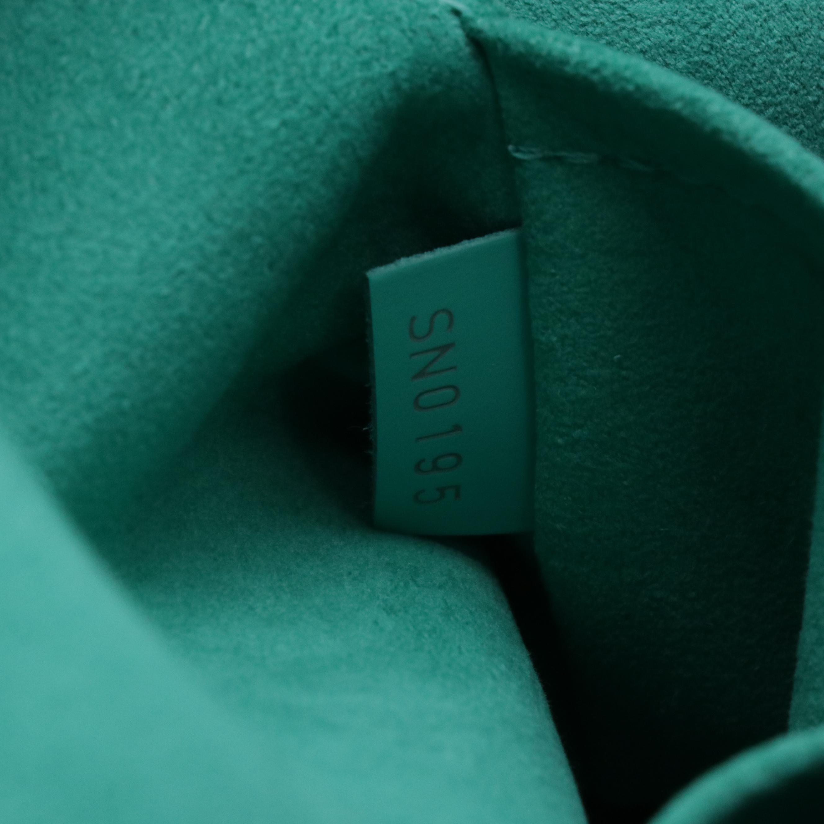 Louis Vuitton Alma PM Handbag in Turquoise Epi and Smooth Leather