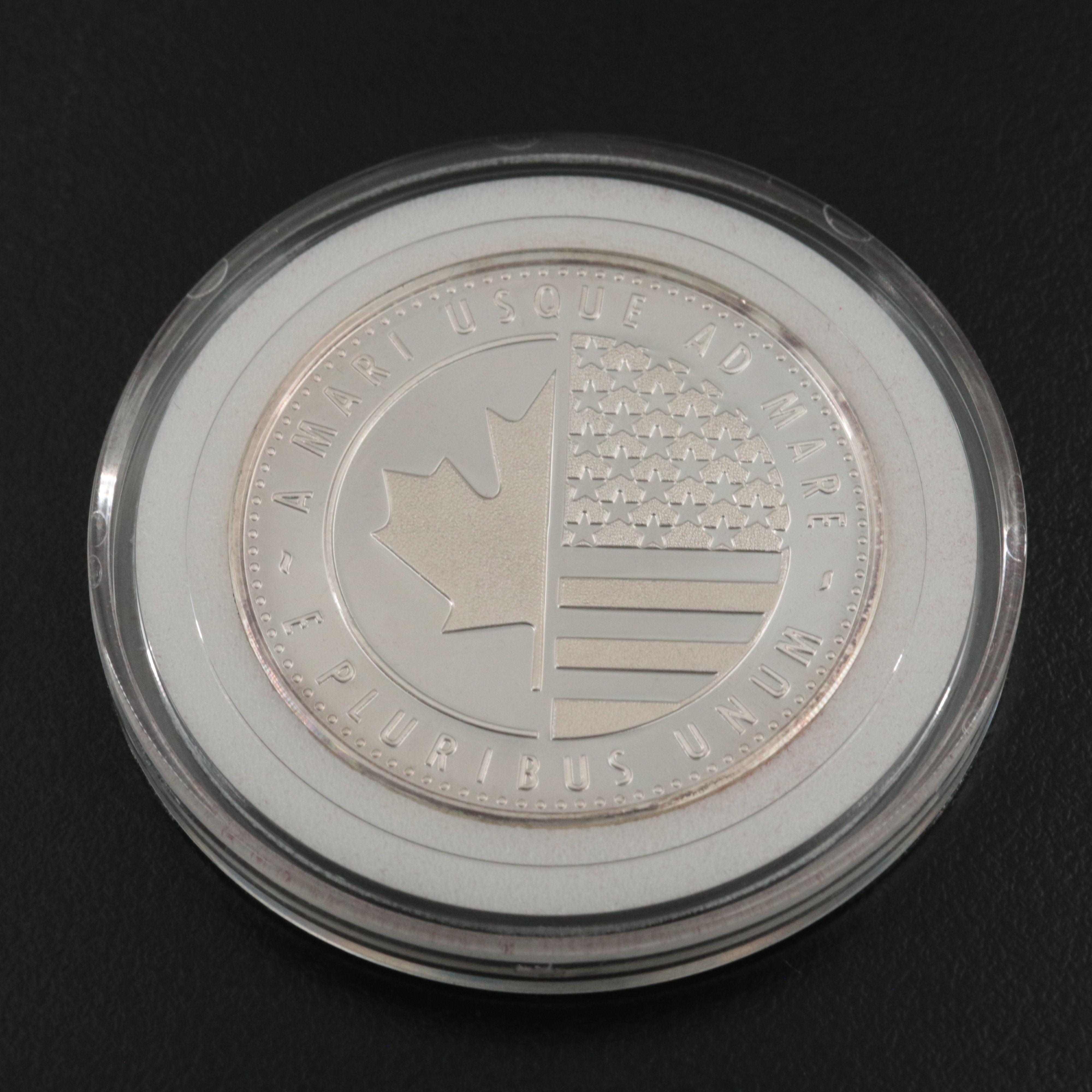 1989 U.S. and Canada Free Trade Commemorative 1-Oz. Fine Silver Coin