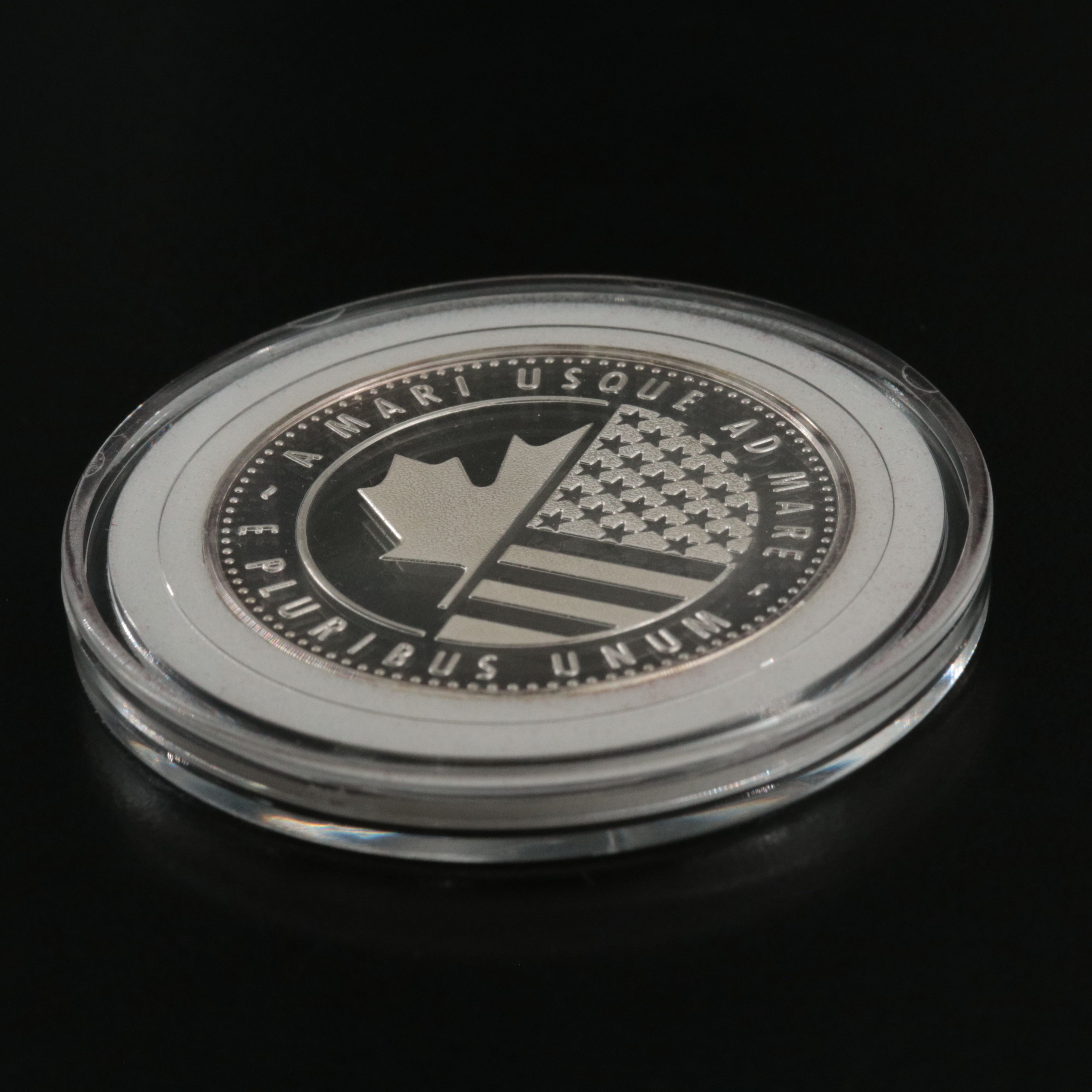 1989 U.S. and Canada Free Trade Commemorative 1-Oz. Fine Silver Coin