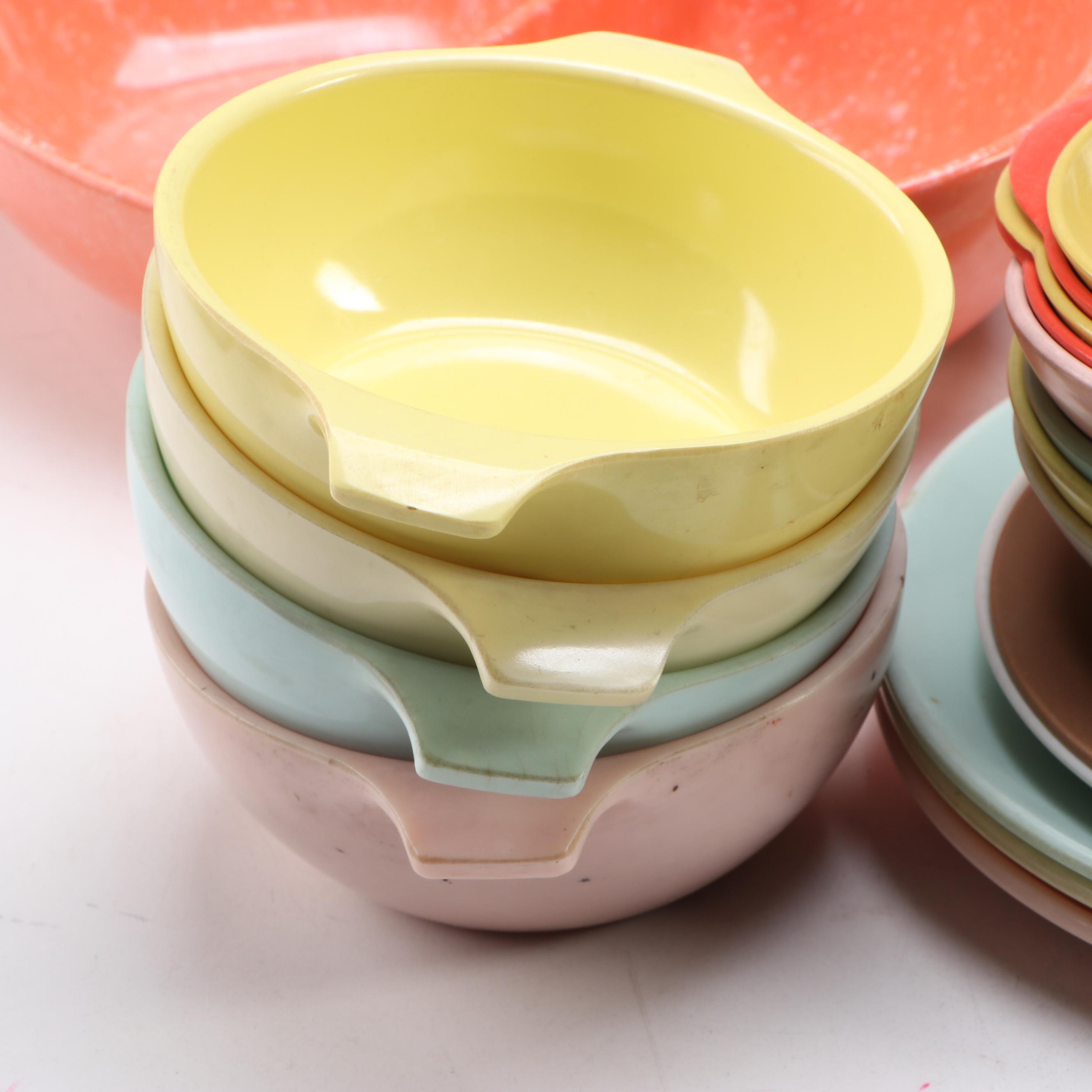 Libbey "Golden Foliage" Pilsner Glasses with Coffee Pots and Melamine Dinnerware