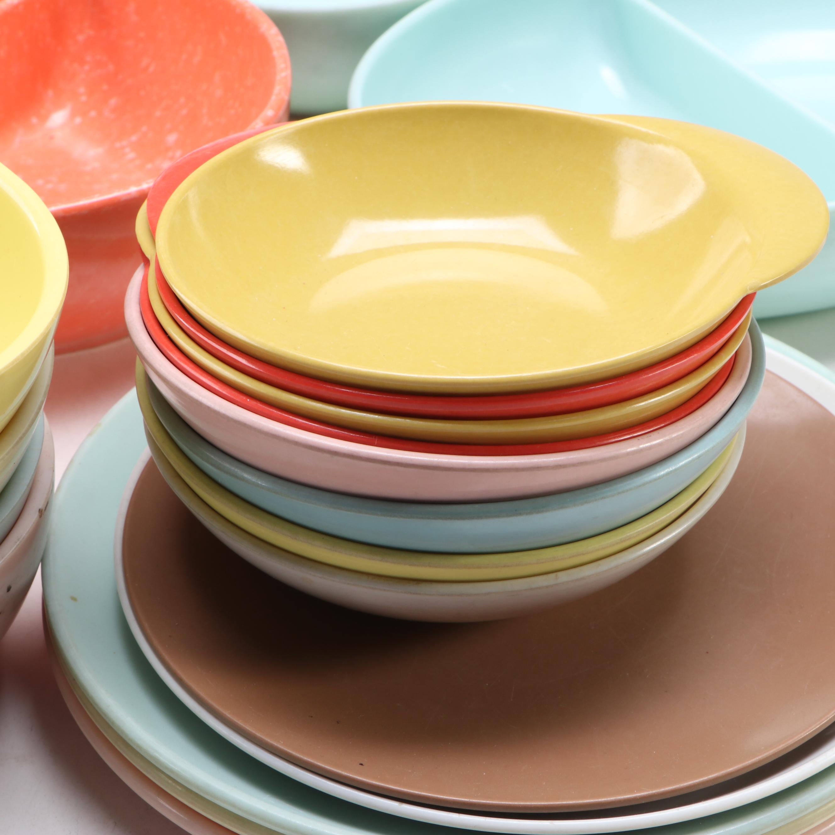 Libbey "Golden Foliage" Pilsner Glasses with Coffee Pots and Melamine Dinnerware