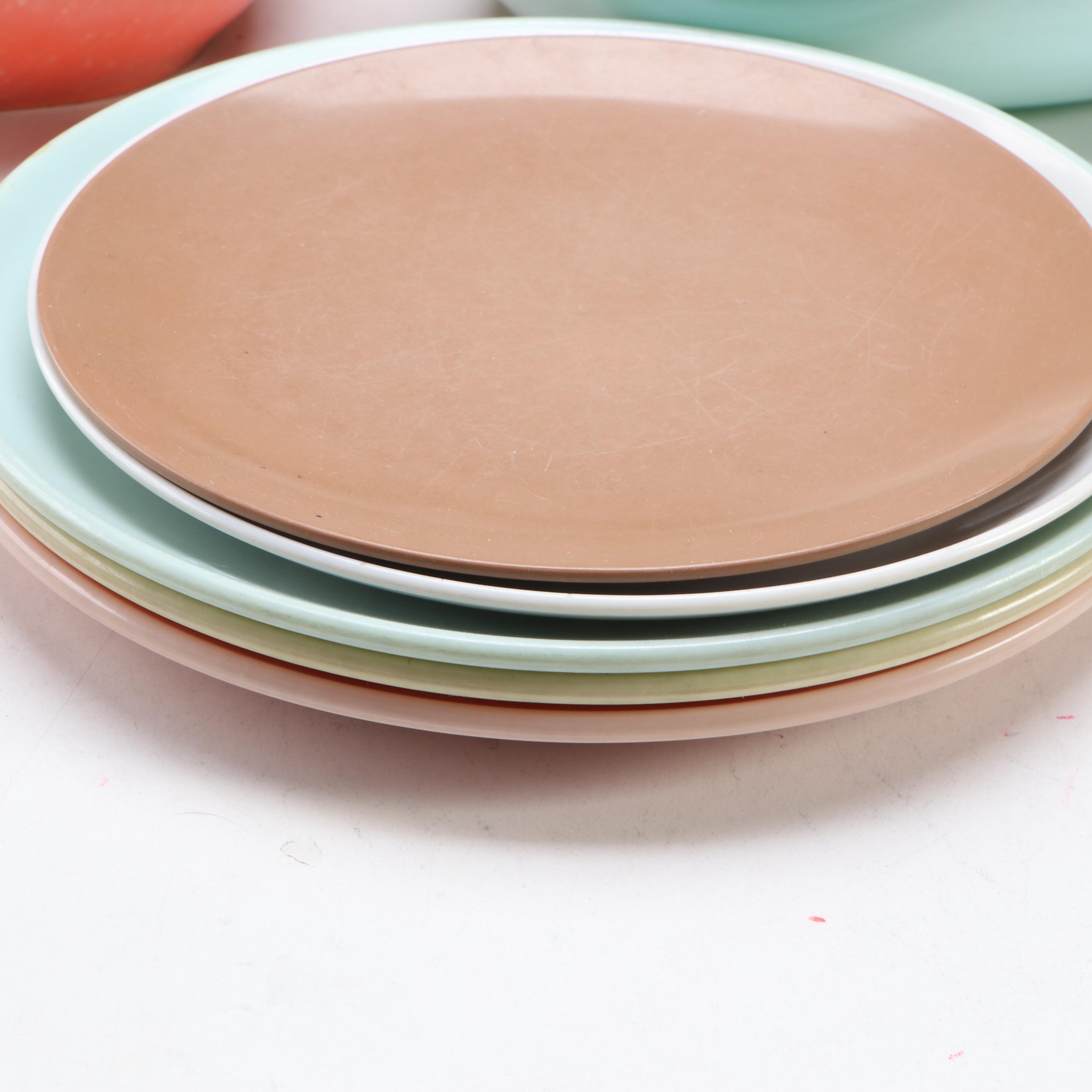 Libbey "Golden Foliage" Pilsner Glasses with Coffee Pots and Melamine Dinnerware