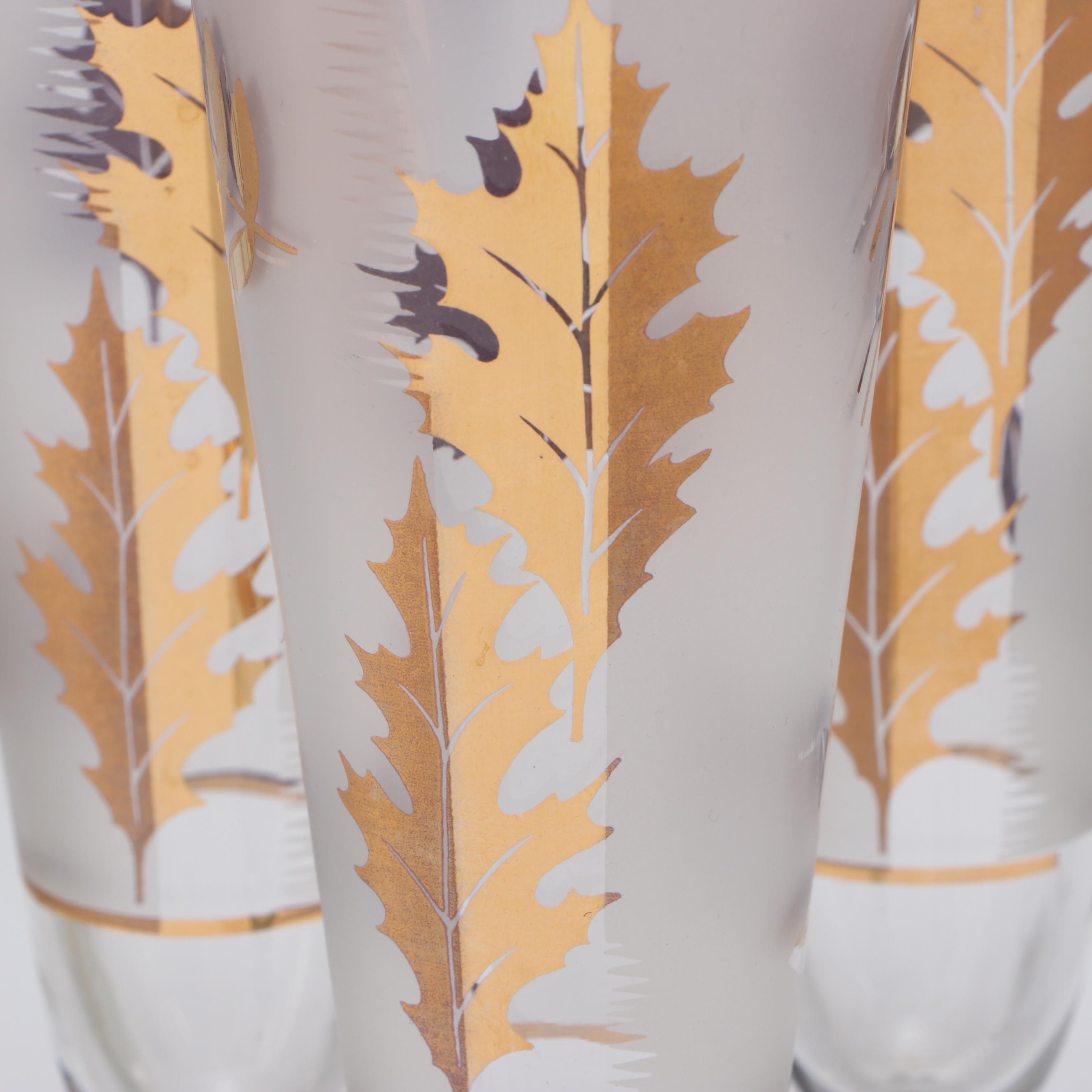 Libbey "Golden Foliage" Pilsner Glasses with Coffee Pots and Melamine Dinnerware