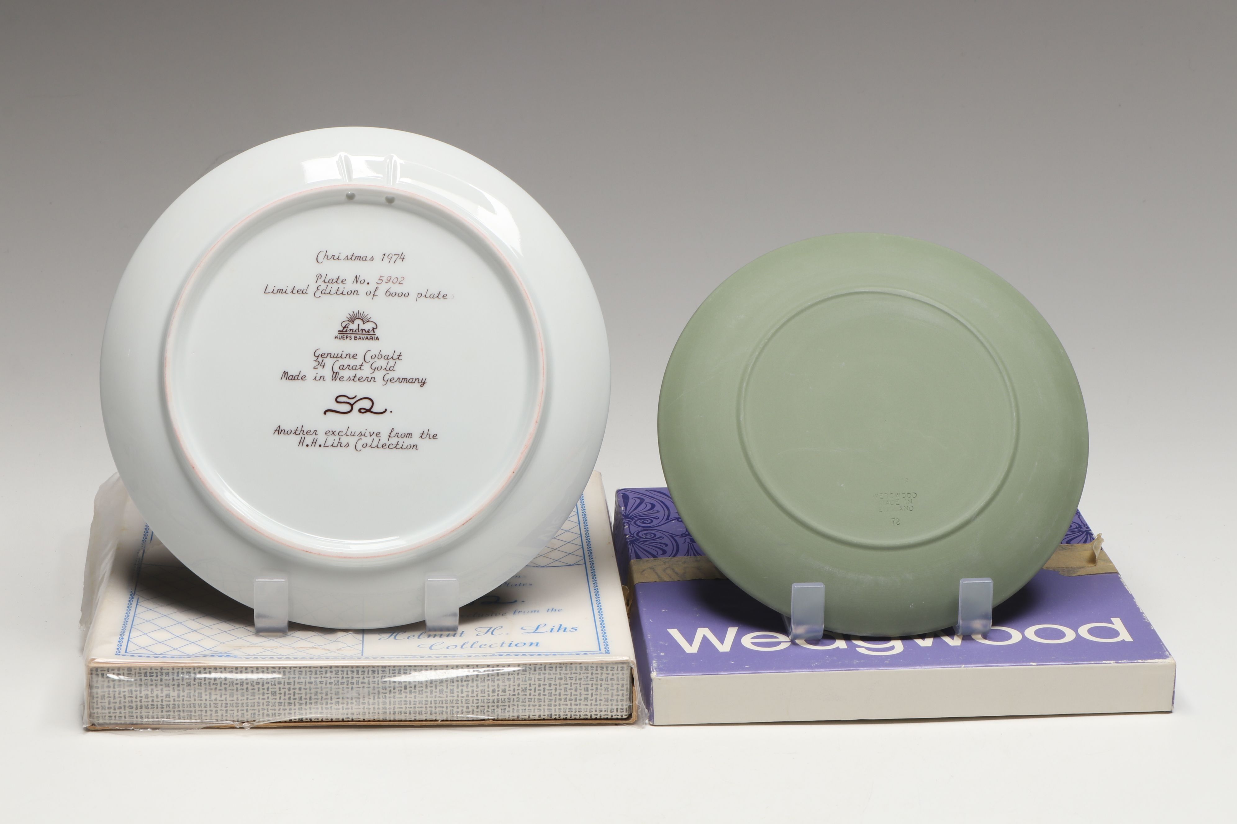 Wedgwood Sage Green "Mother" Plate with Blue and White Annual Collector's Plates