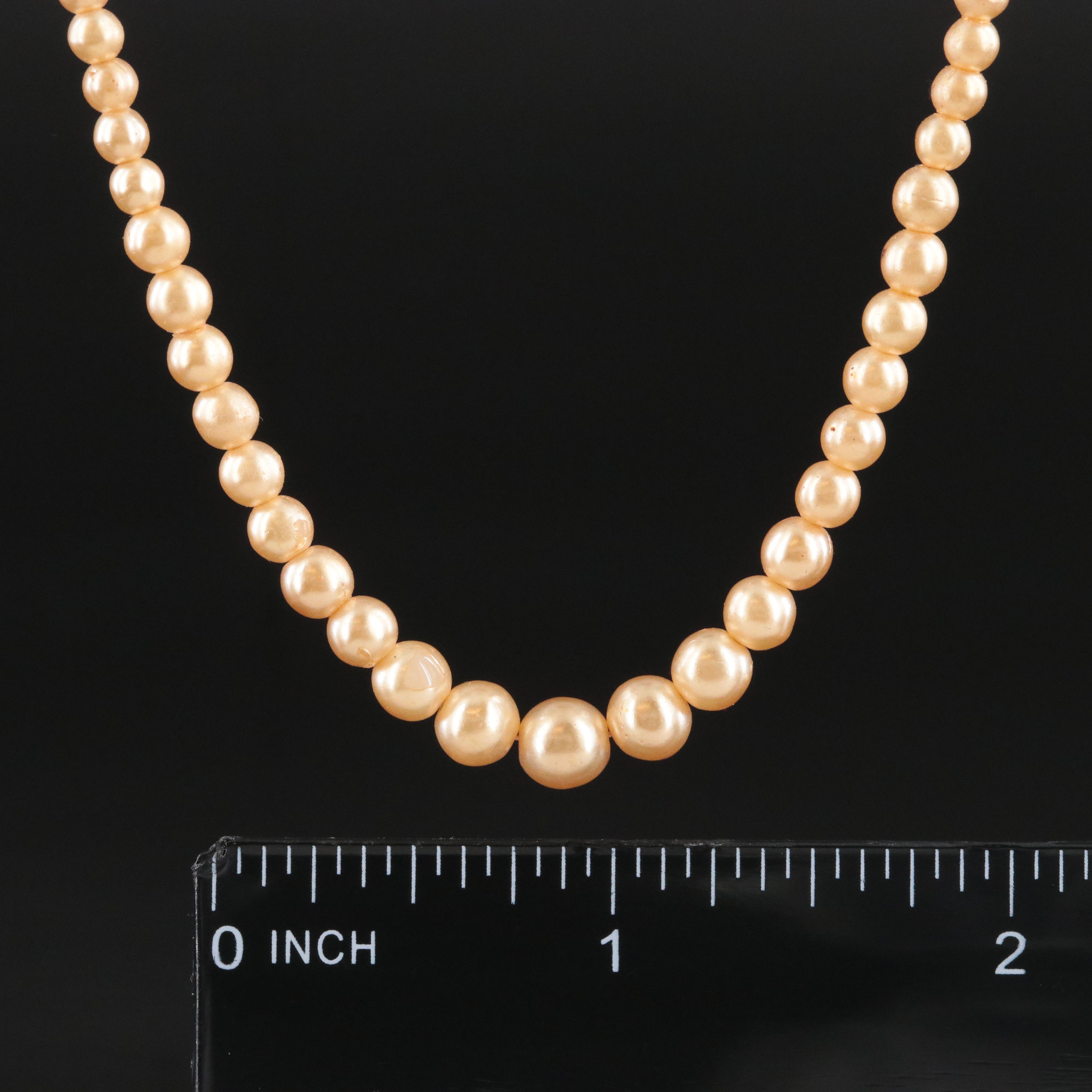 Graduated Faux Pearl Necklace with Sterling Clasp
