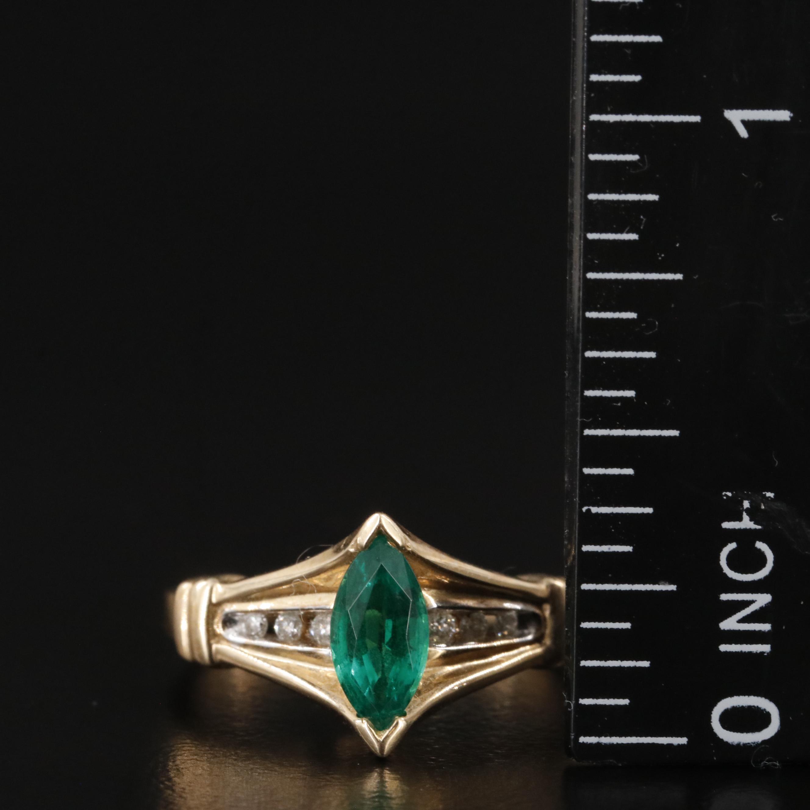 10K Emerald and Diamond Ring