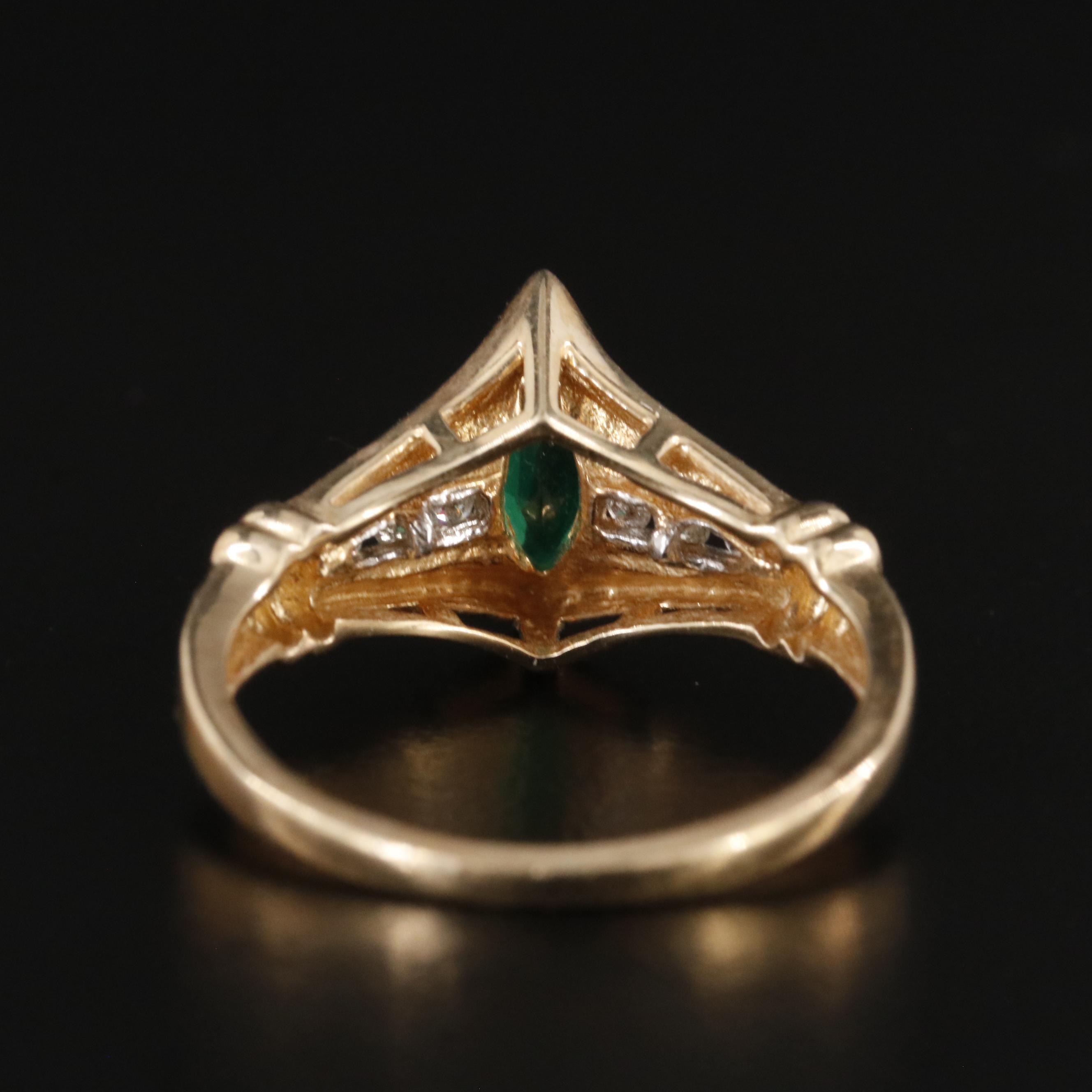 10K Emerald and Diamond Ring