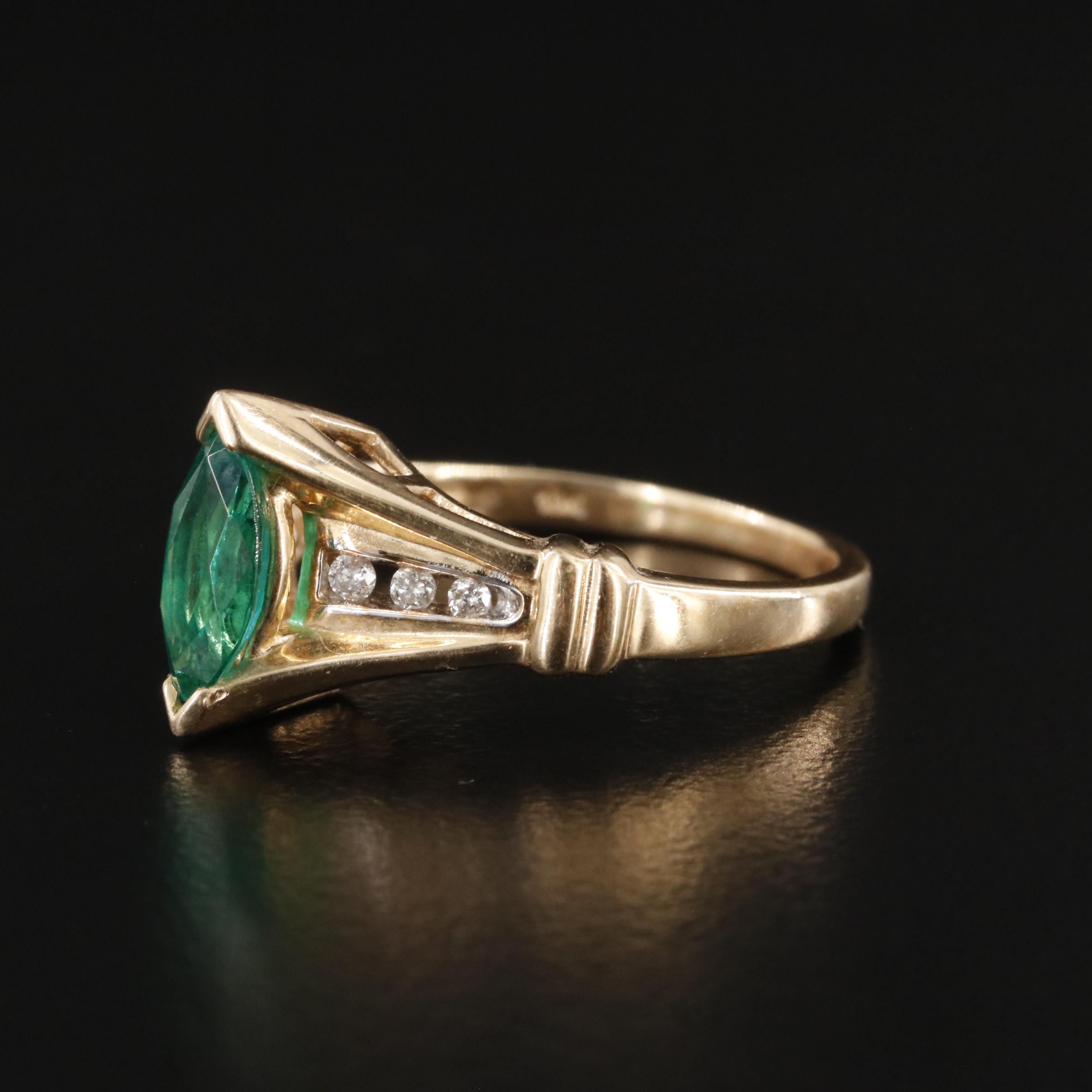 10K Emerald and Diamond Ring