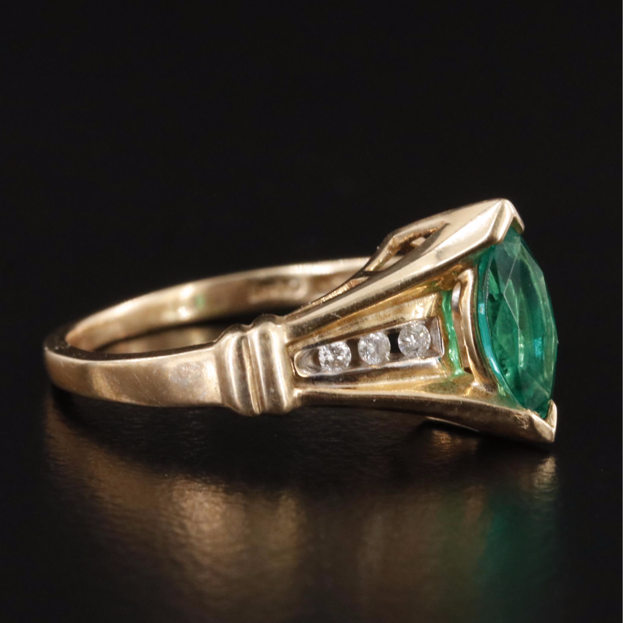 10K Emerald and Diamond Ring