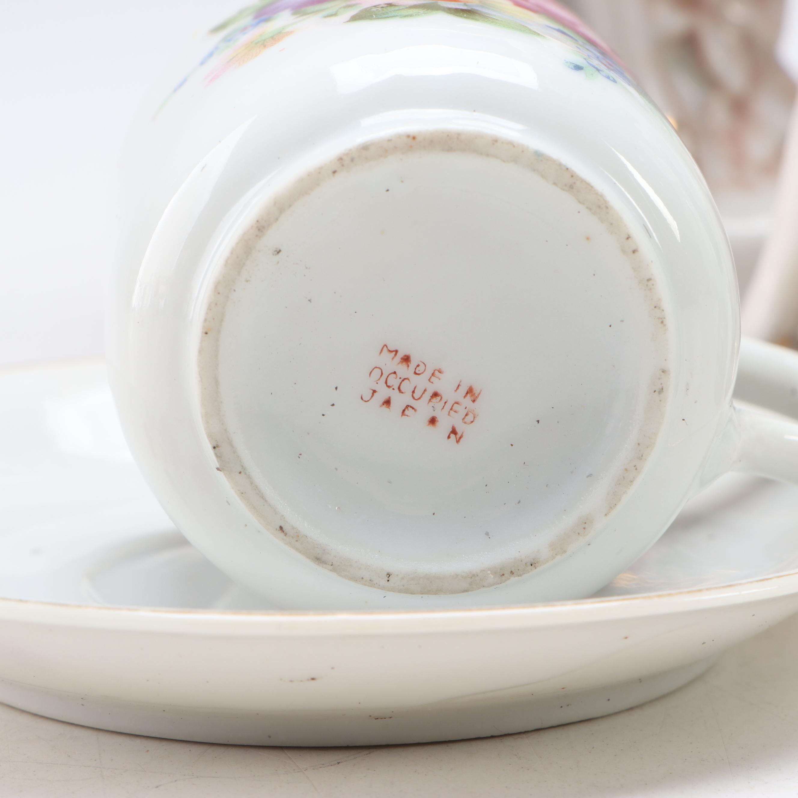 Japanese Export Porcelain Figurines and Demitasse Sets, Mid-20th Century