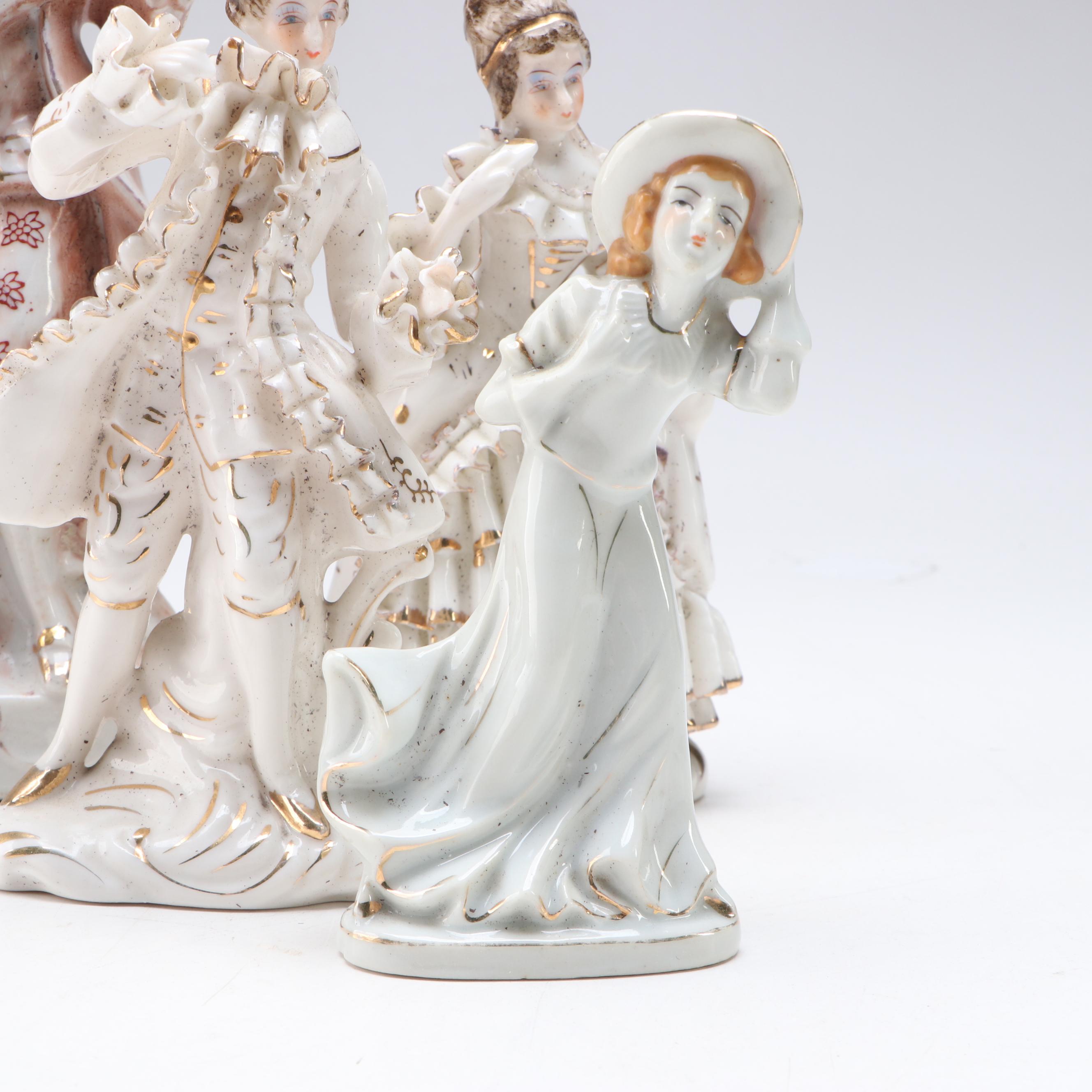 Japanese Export Porcelain Figurines and Demitasse Sets, Mid-20th Century