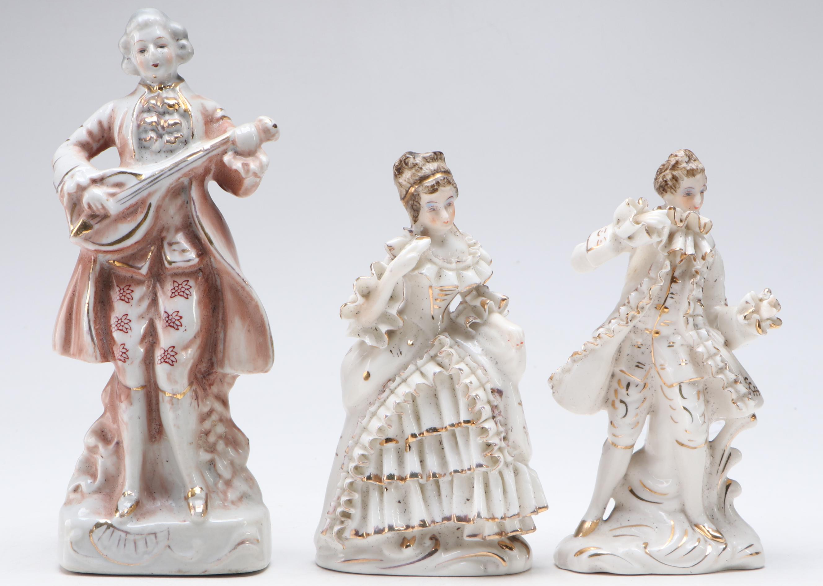 Japanese Export Porcelain Figurines and Demitasse Sets, Mid-20th Century