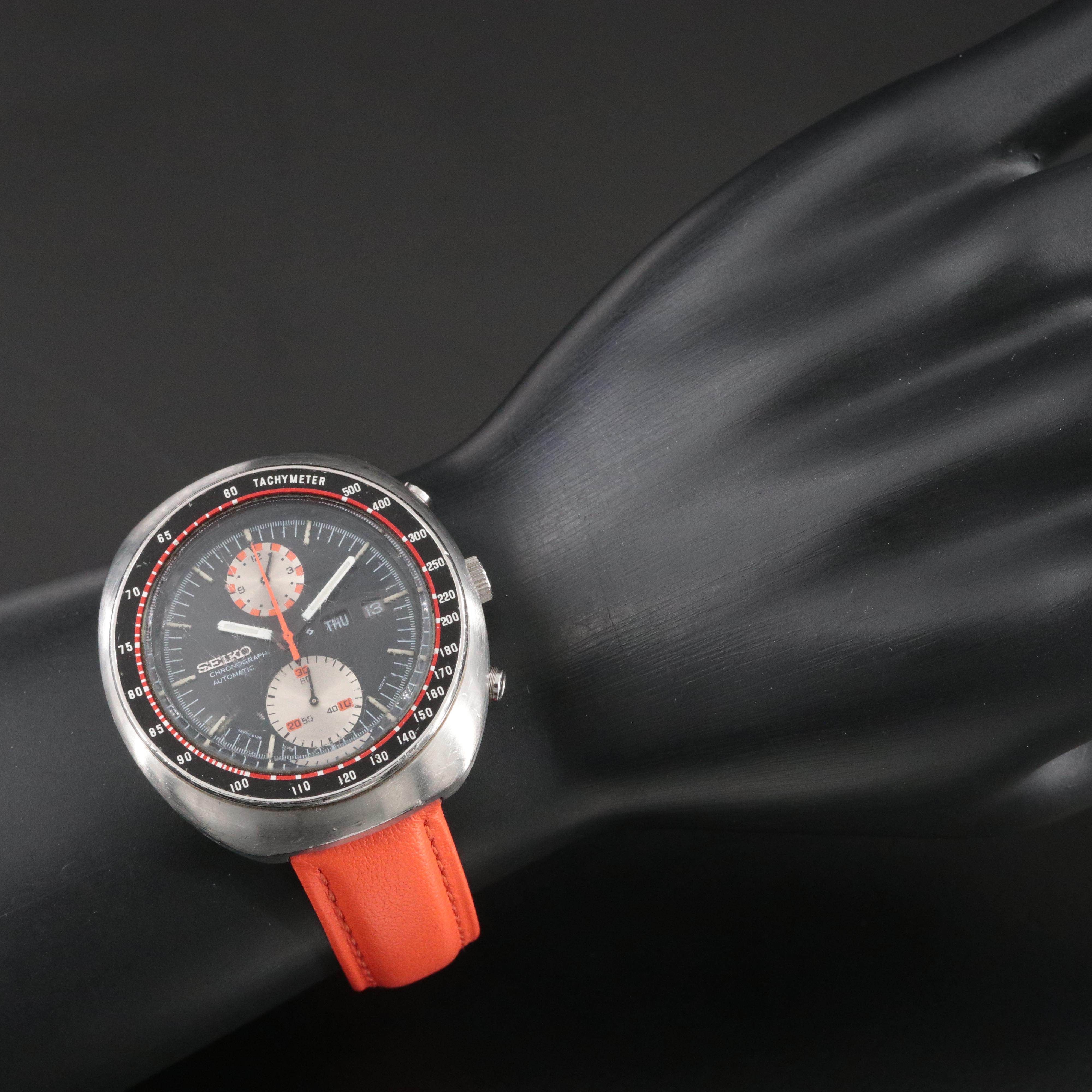 Vintage Seiko UFO Black Dial Automatic Watch 6138-0017