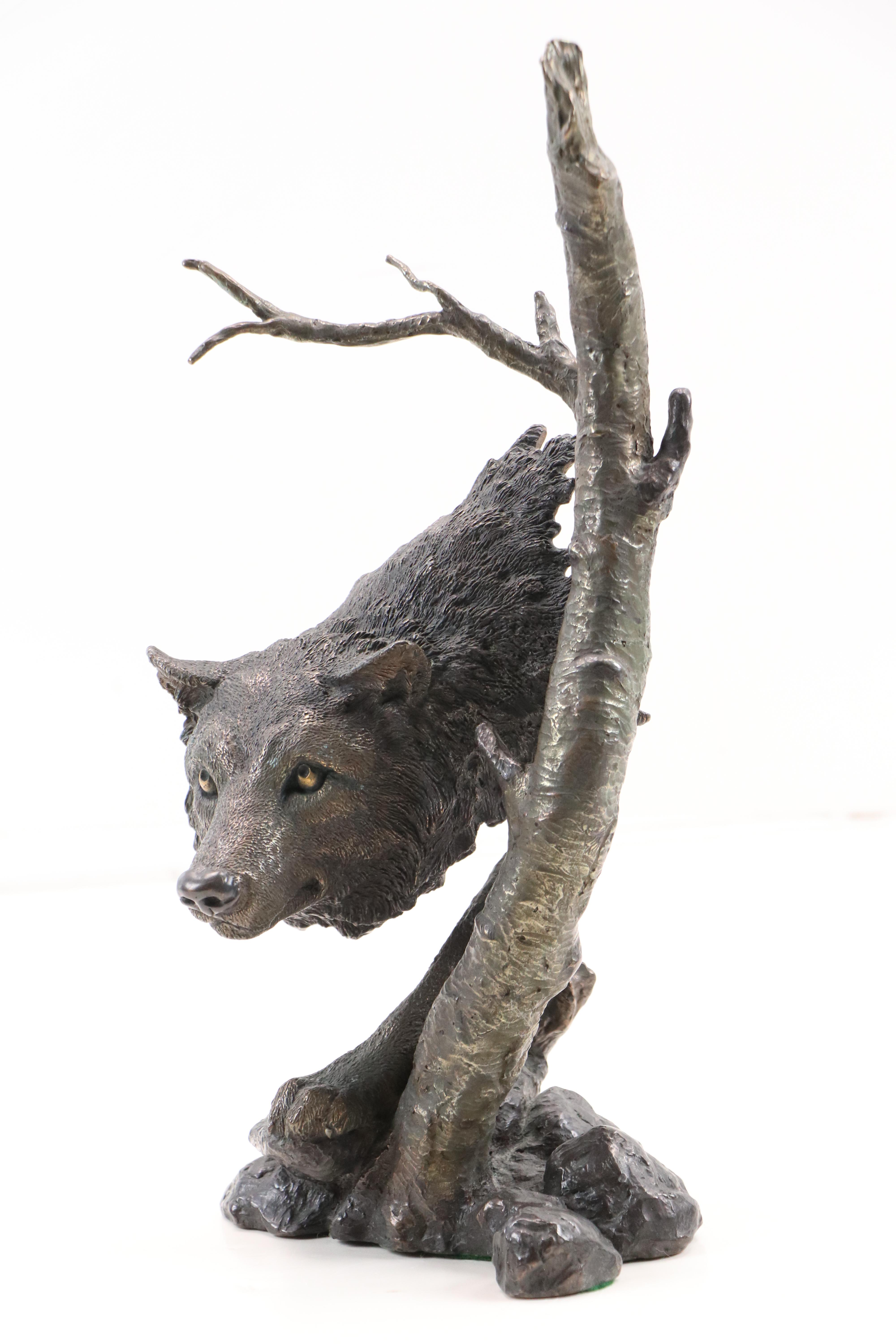 Mark Hopkins Bronze Wolf Sculpture "Lone Scout," 1995