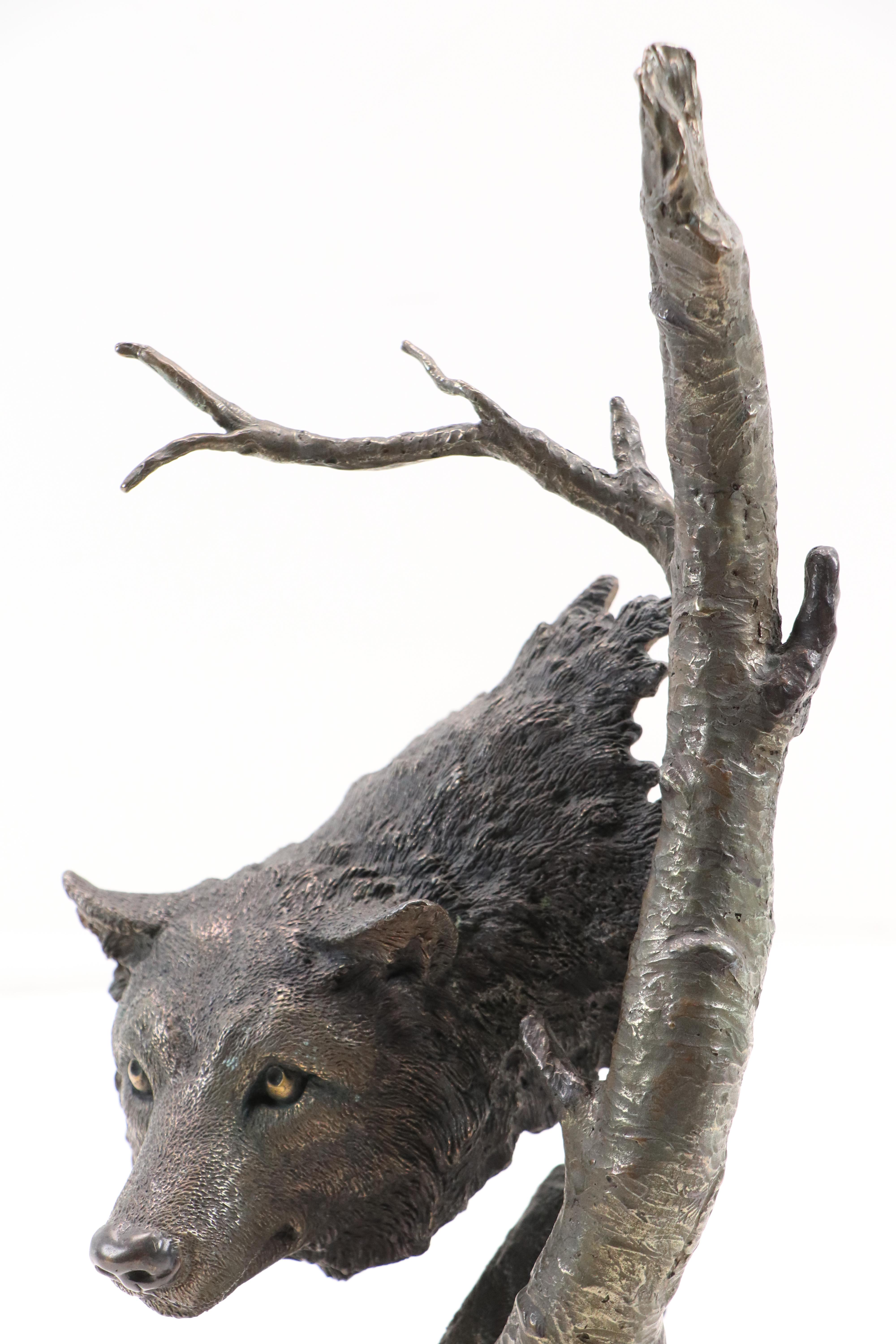 Mark Hopkins Bronze Wolf Sculpture "Lone Scout," 1995