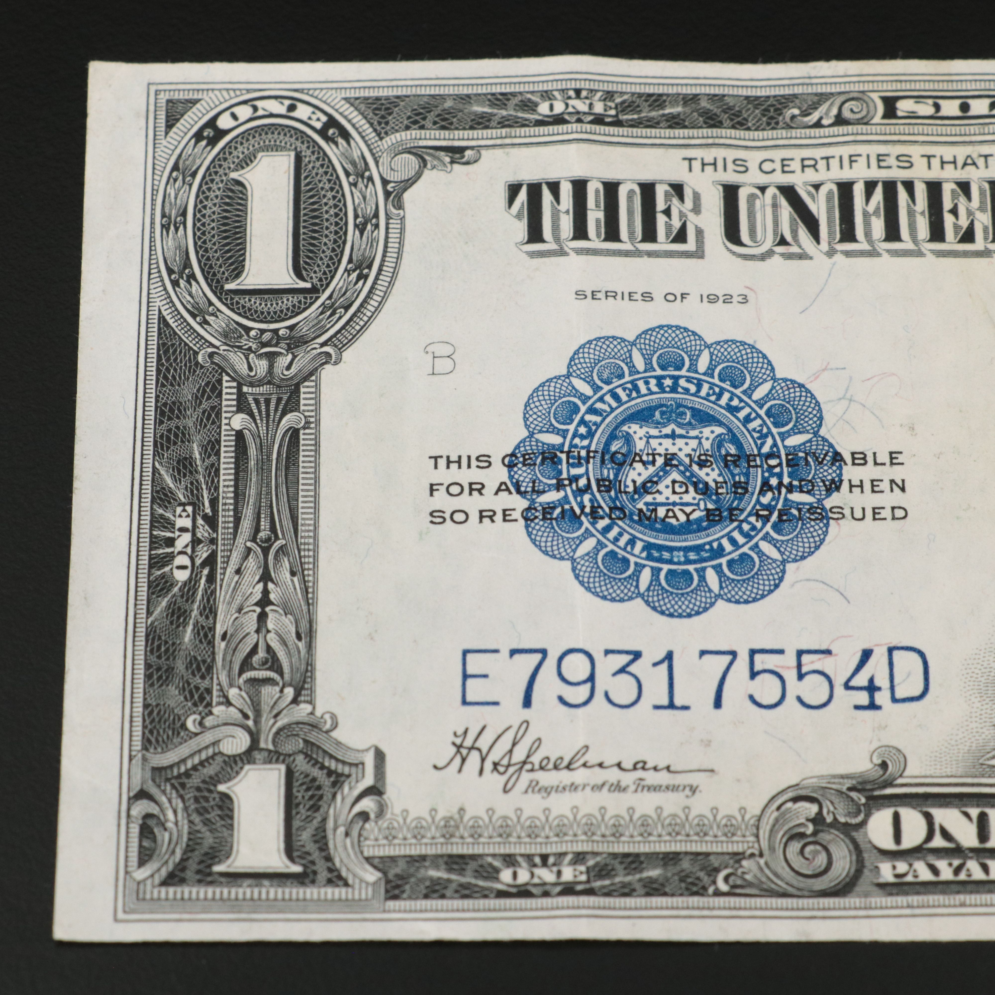 Large Size 1923 One Dollar Silver Certificate