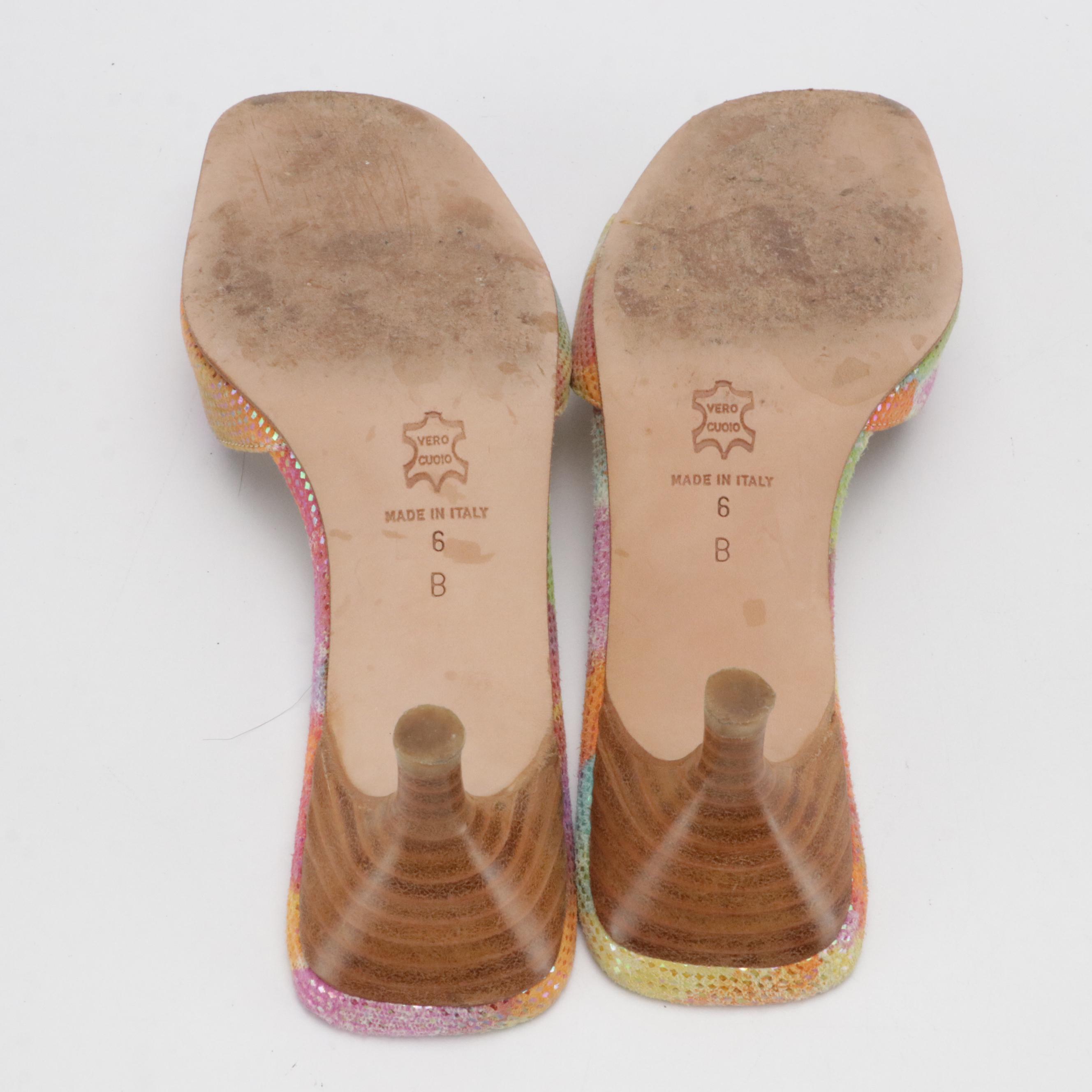 Isaac Mizrahi Shimmery Tie-Dye Suede Sandals in Box