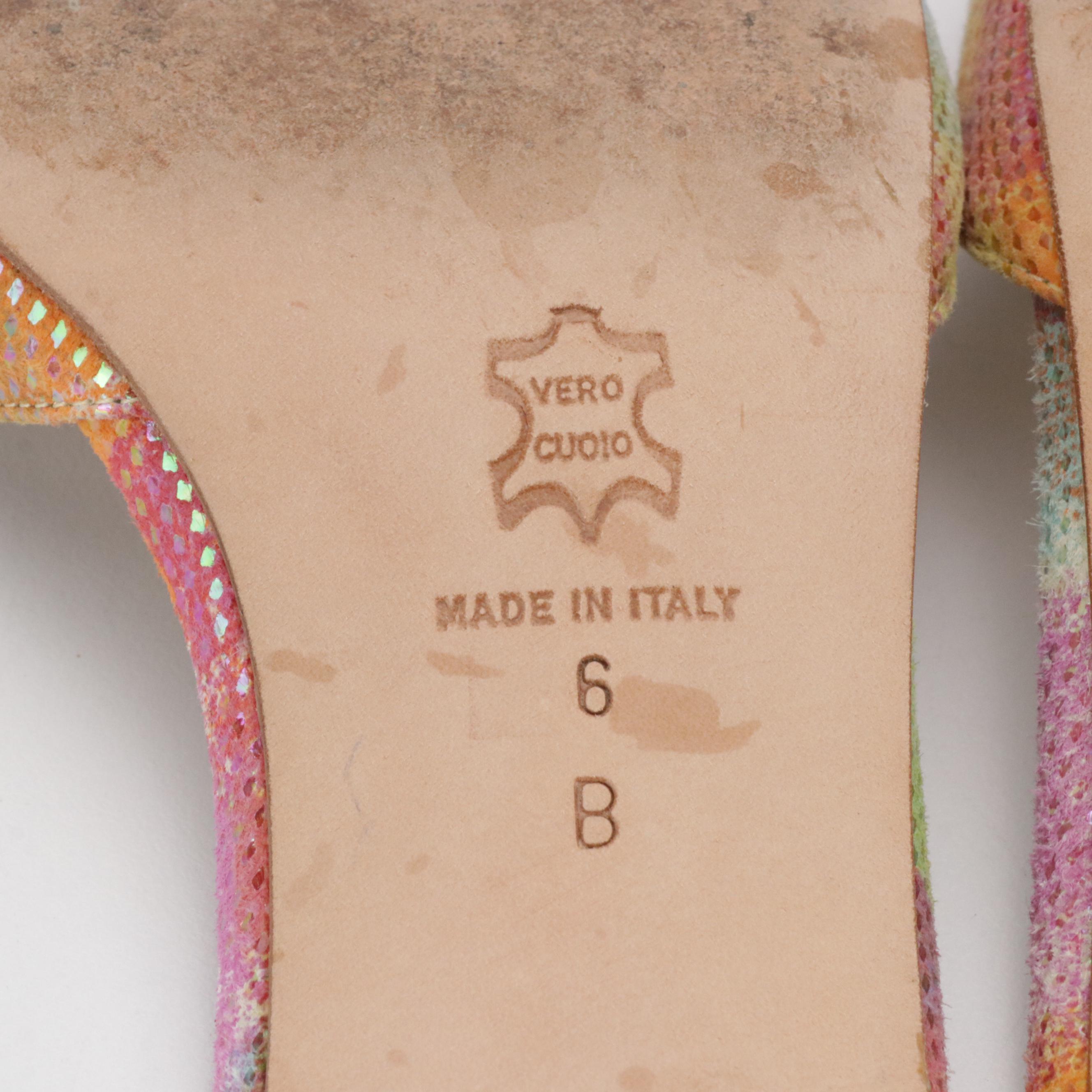 Isaac Mizrahi Shimmery Tie-Dye Suede Sandals in Box