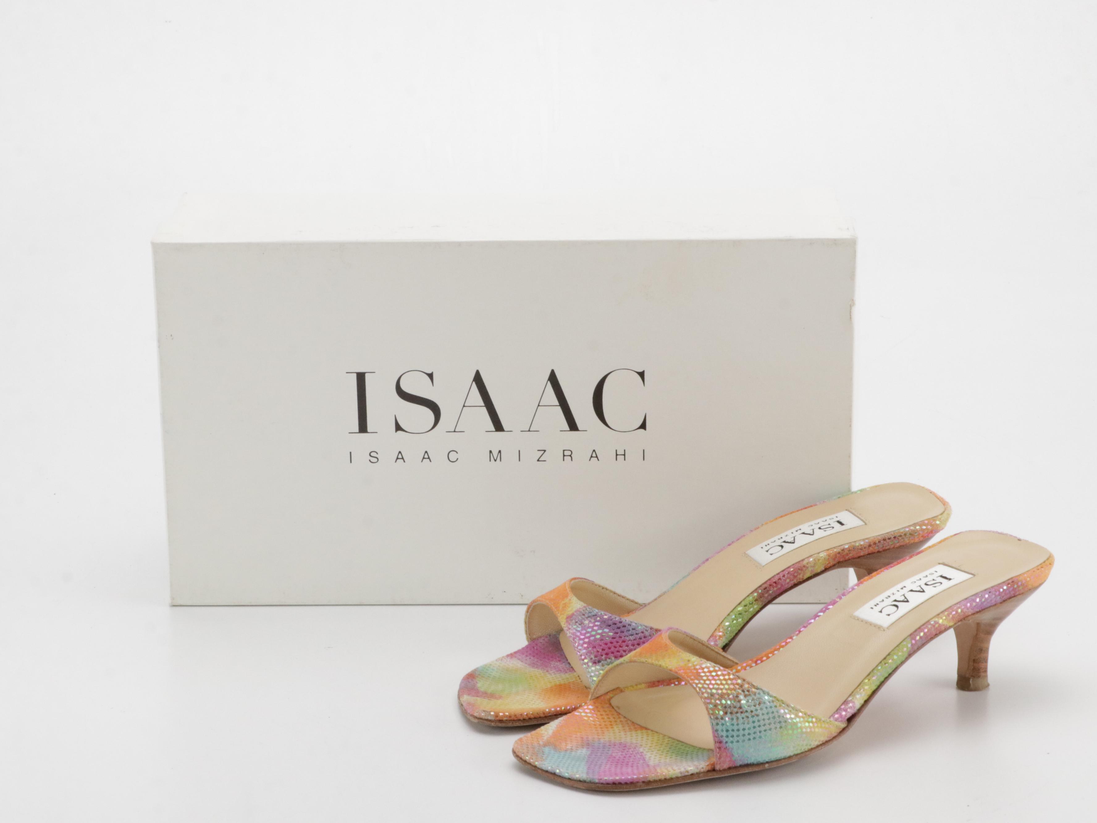 Isaac Mizrahi Shimmery Tie-Dye Suede Sandals in Box