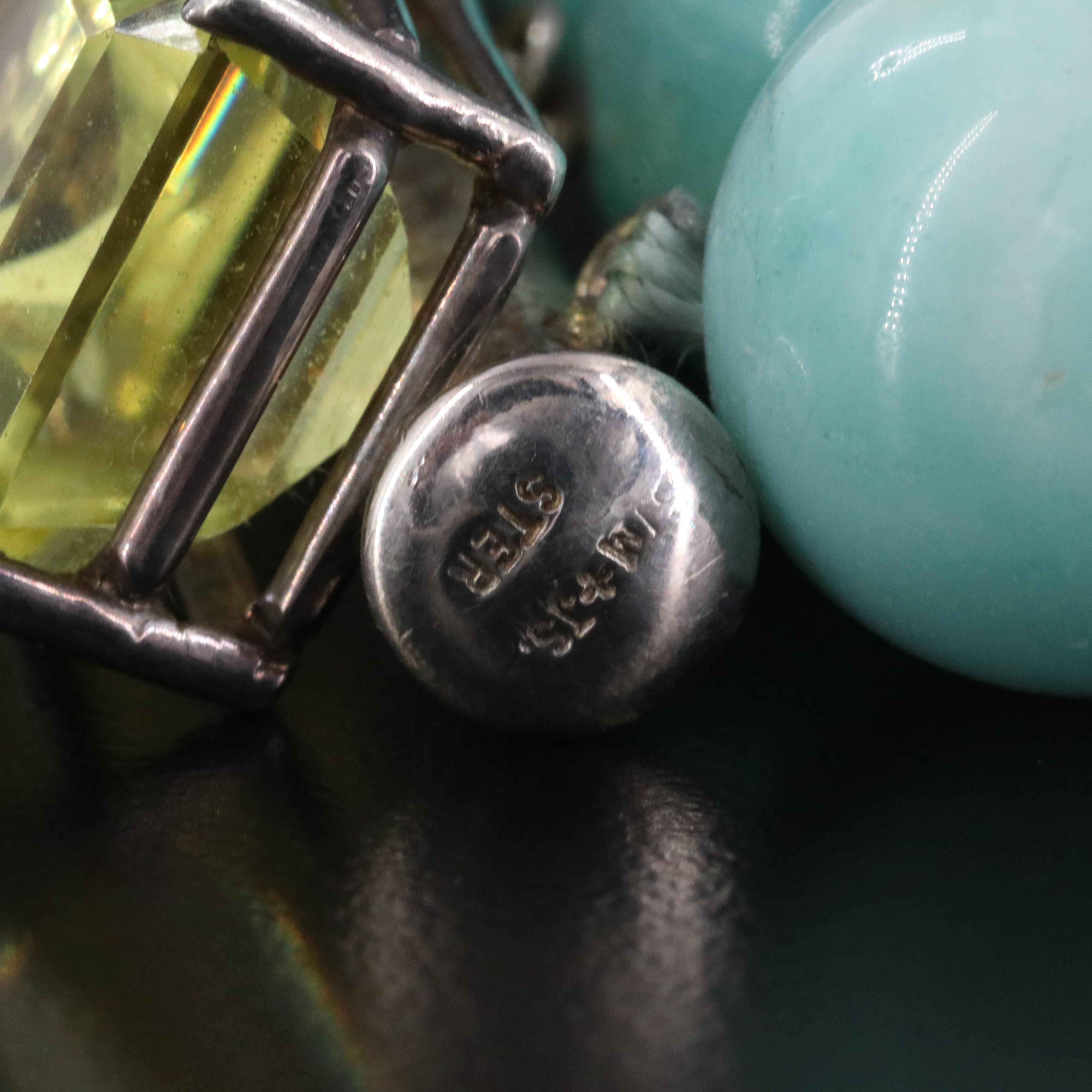 Sterling Magnesite and Citrine Bracelet