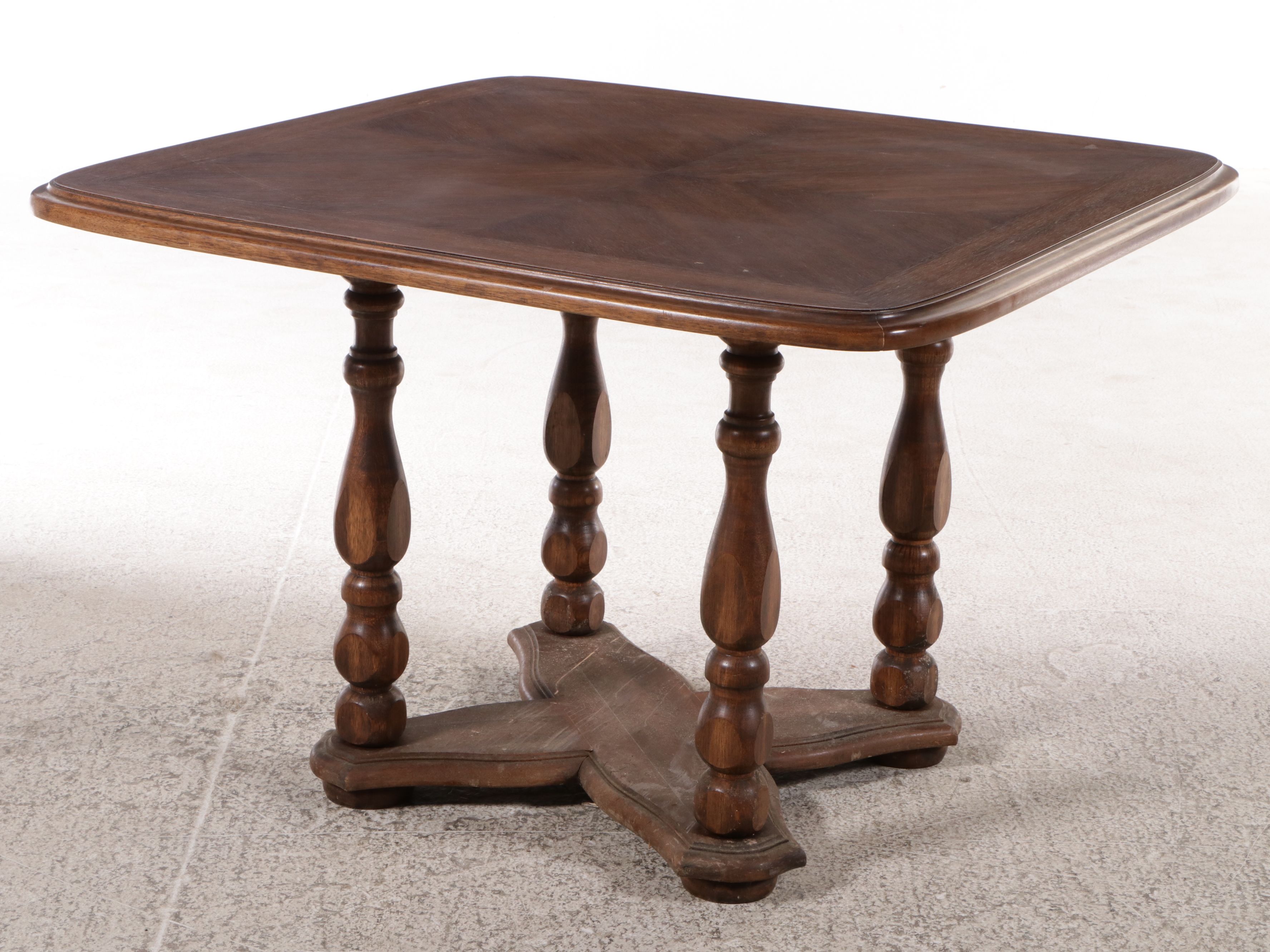 Five Piece Jacobean Style Walnut Finish Dining Set