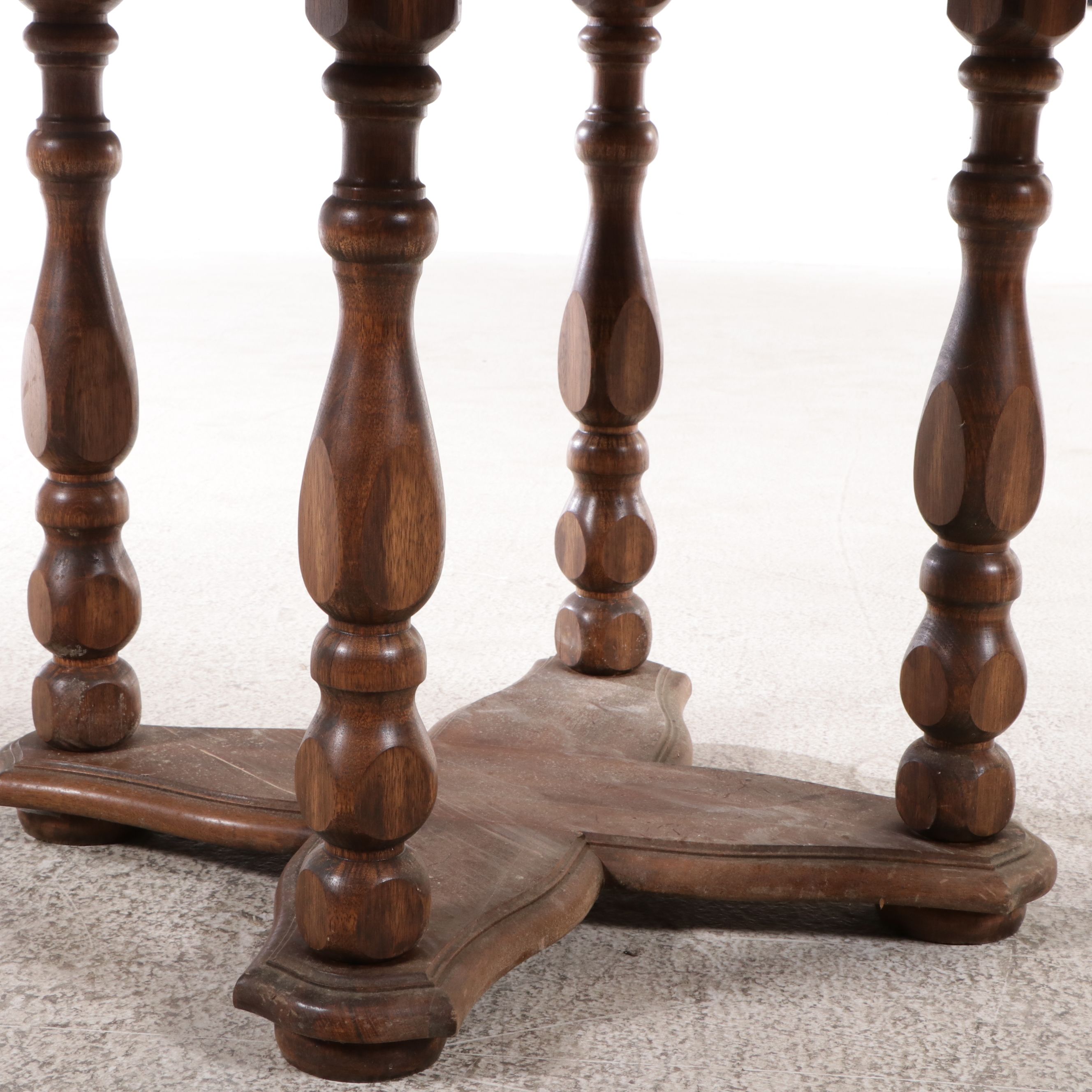 Five Piece Jacobean Style Walnut Finish Dining Set