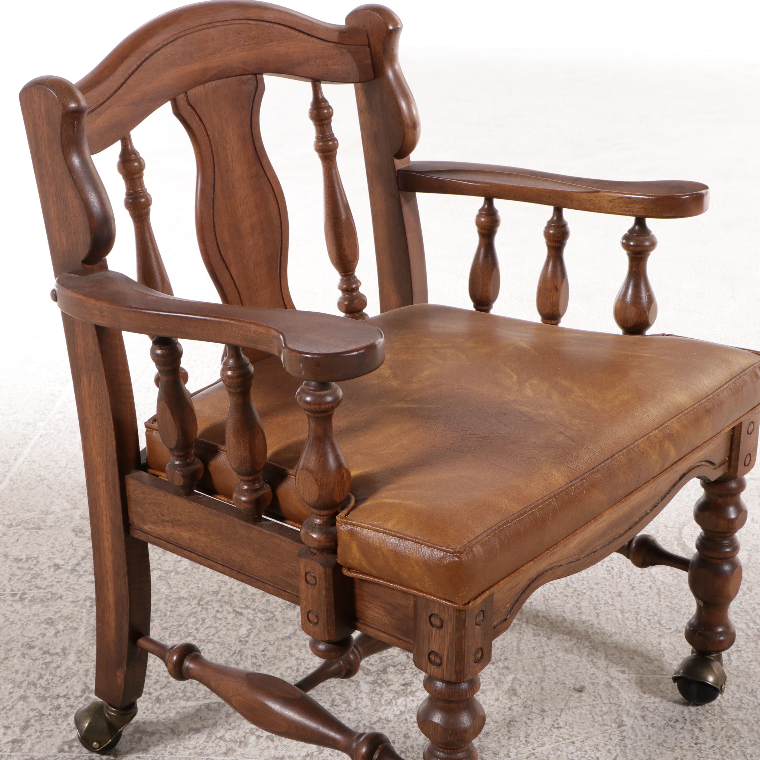 Five Piece Jacobean Style Walnut Finish Dining Set
