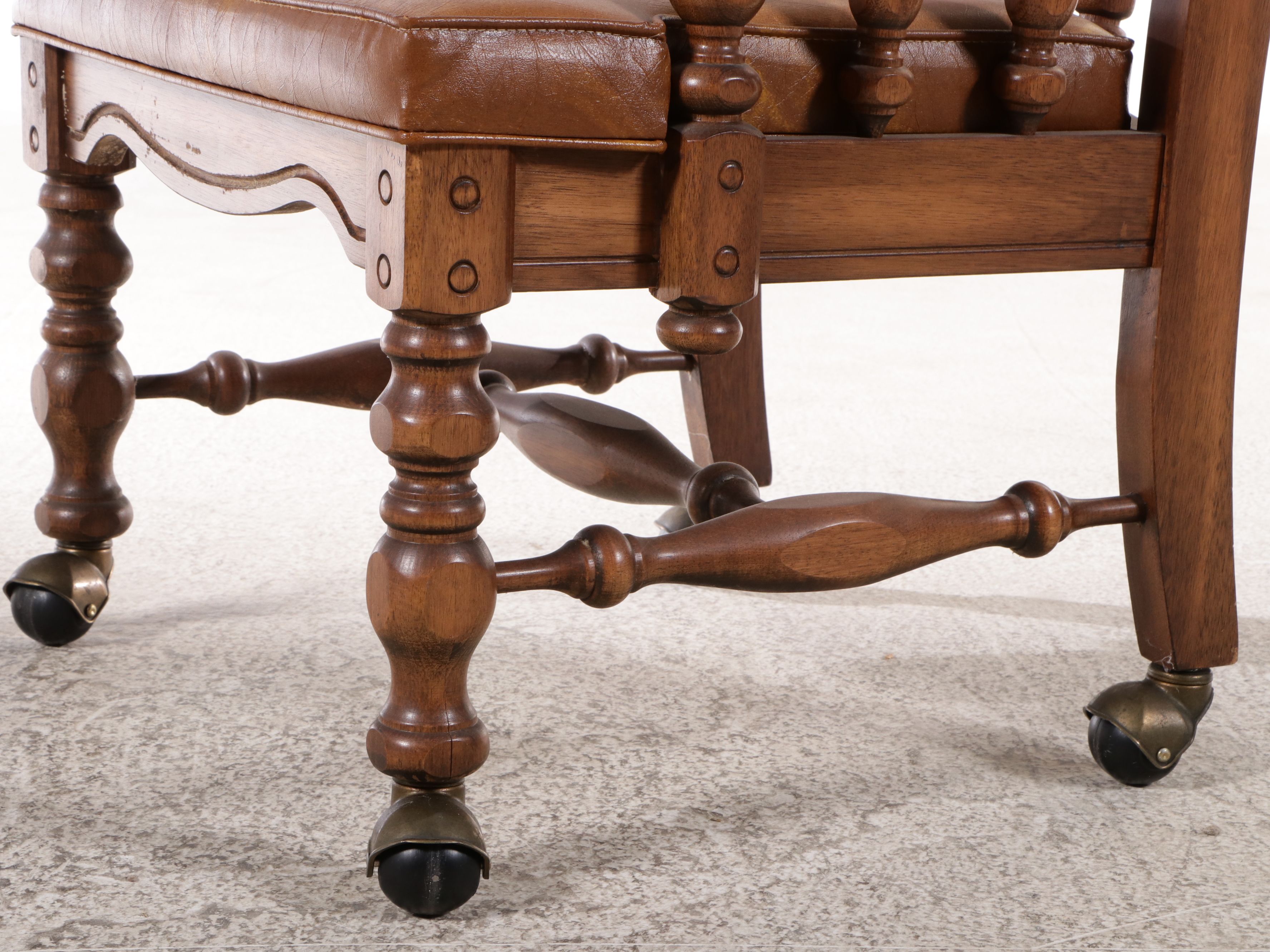 Five Piece Jacobean Style Walnut Finish Dining Set